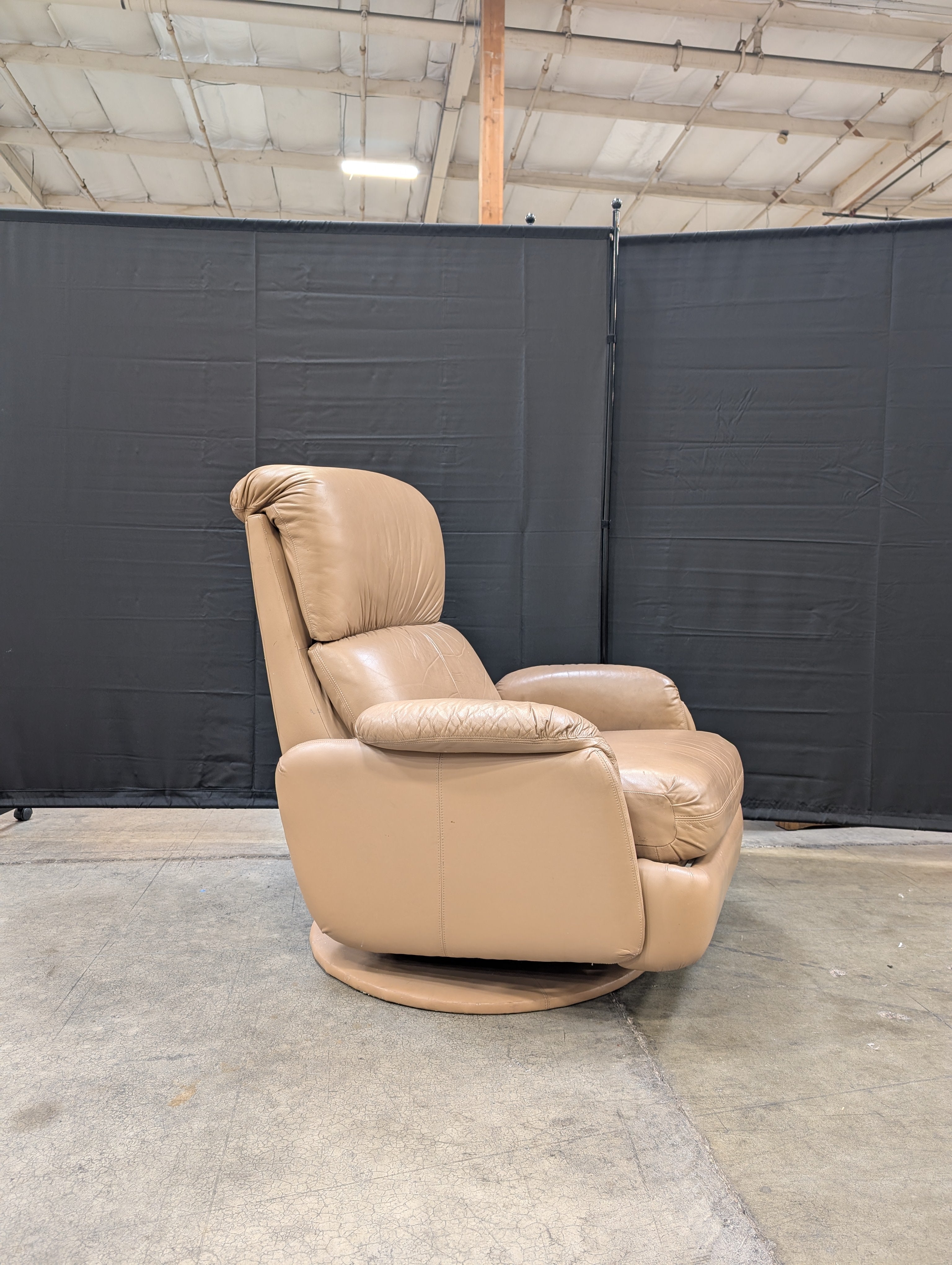 Used Plush Tan Upholstered Recliner Chair