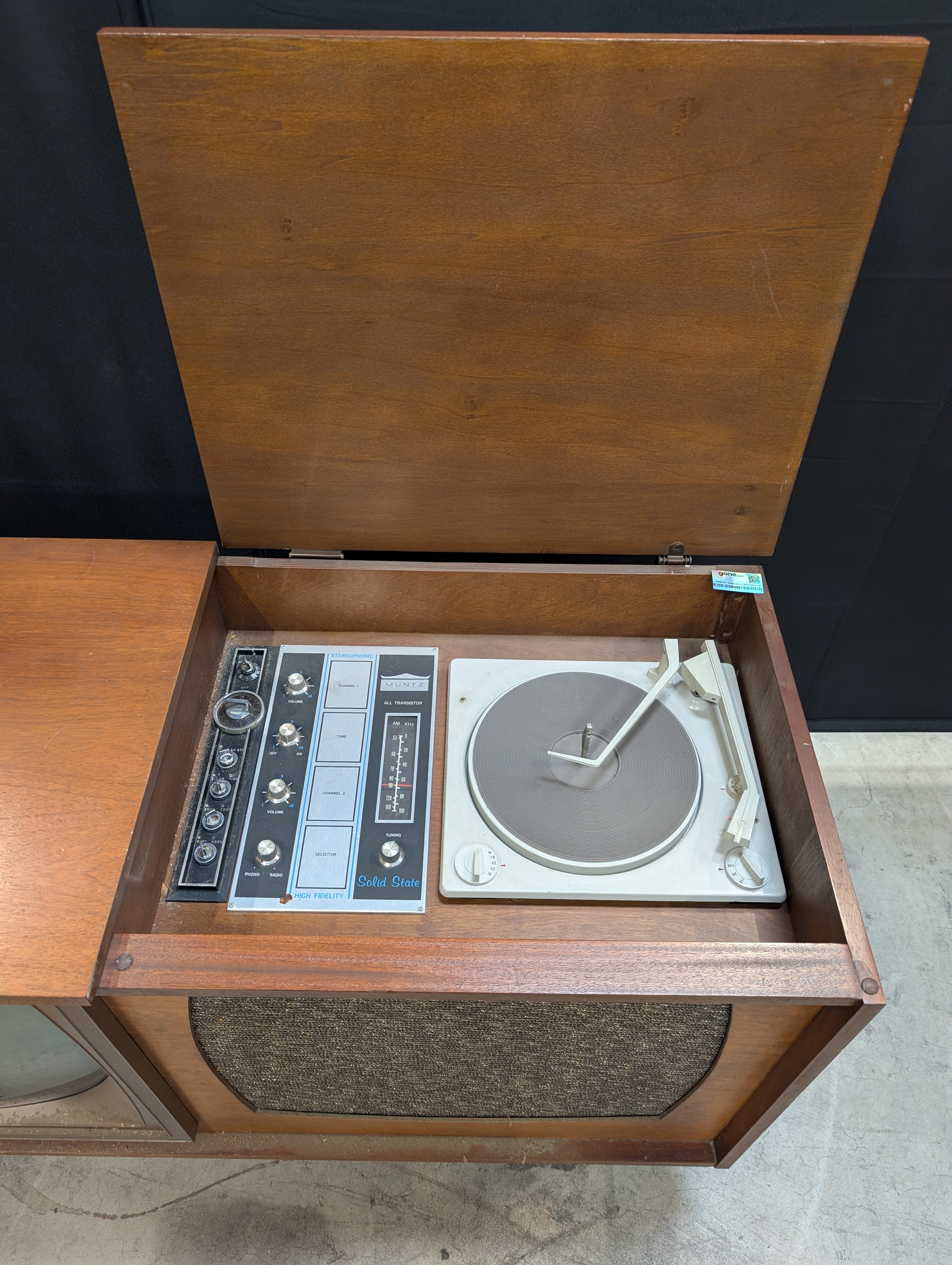 Vintage High Fidelity Wood Console Television and Record Player