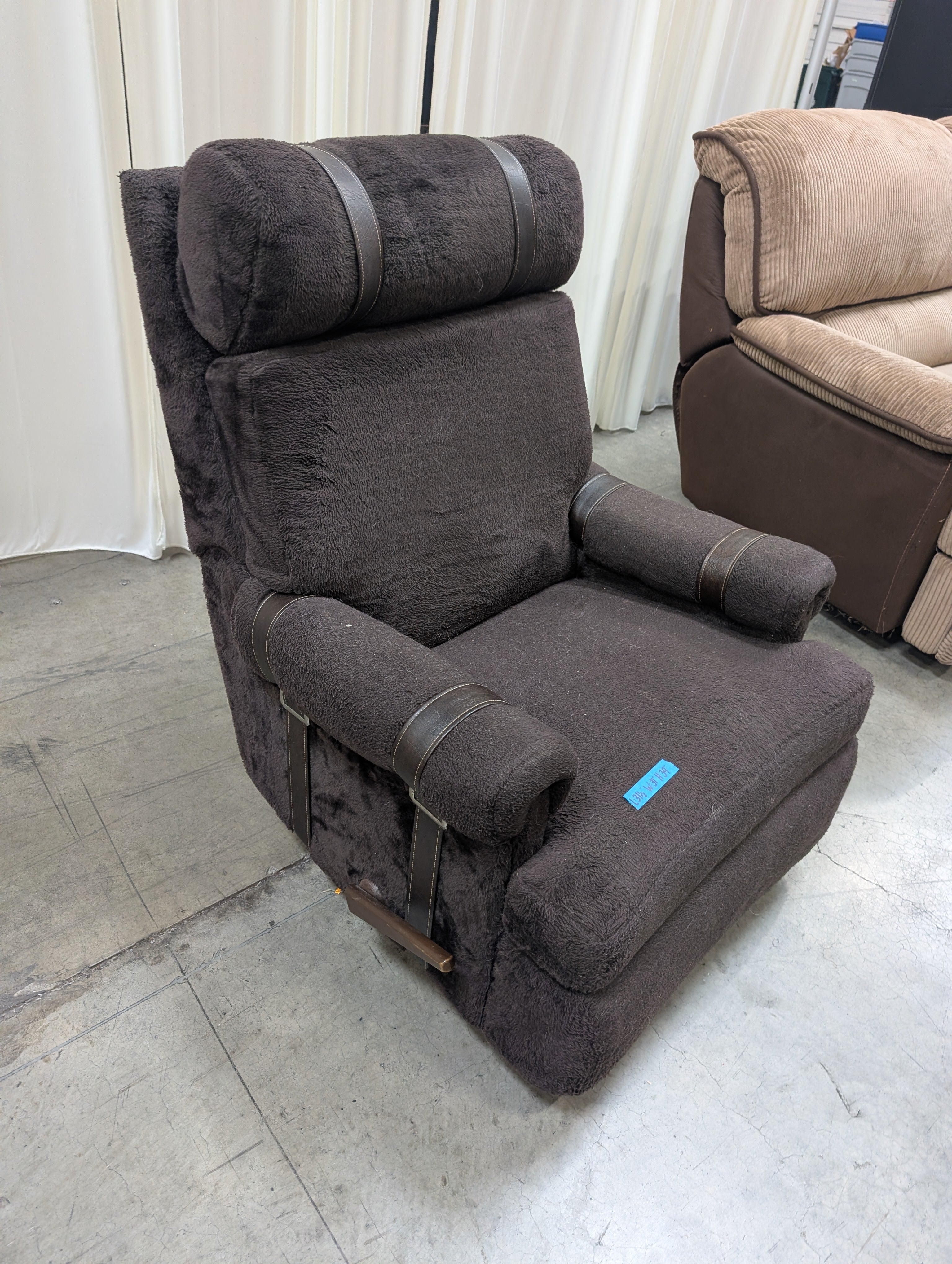 Plush Brown Faux Fur Recliner