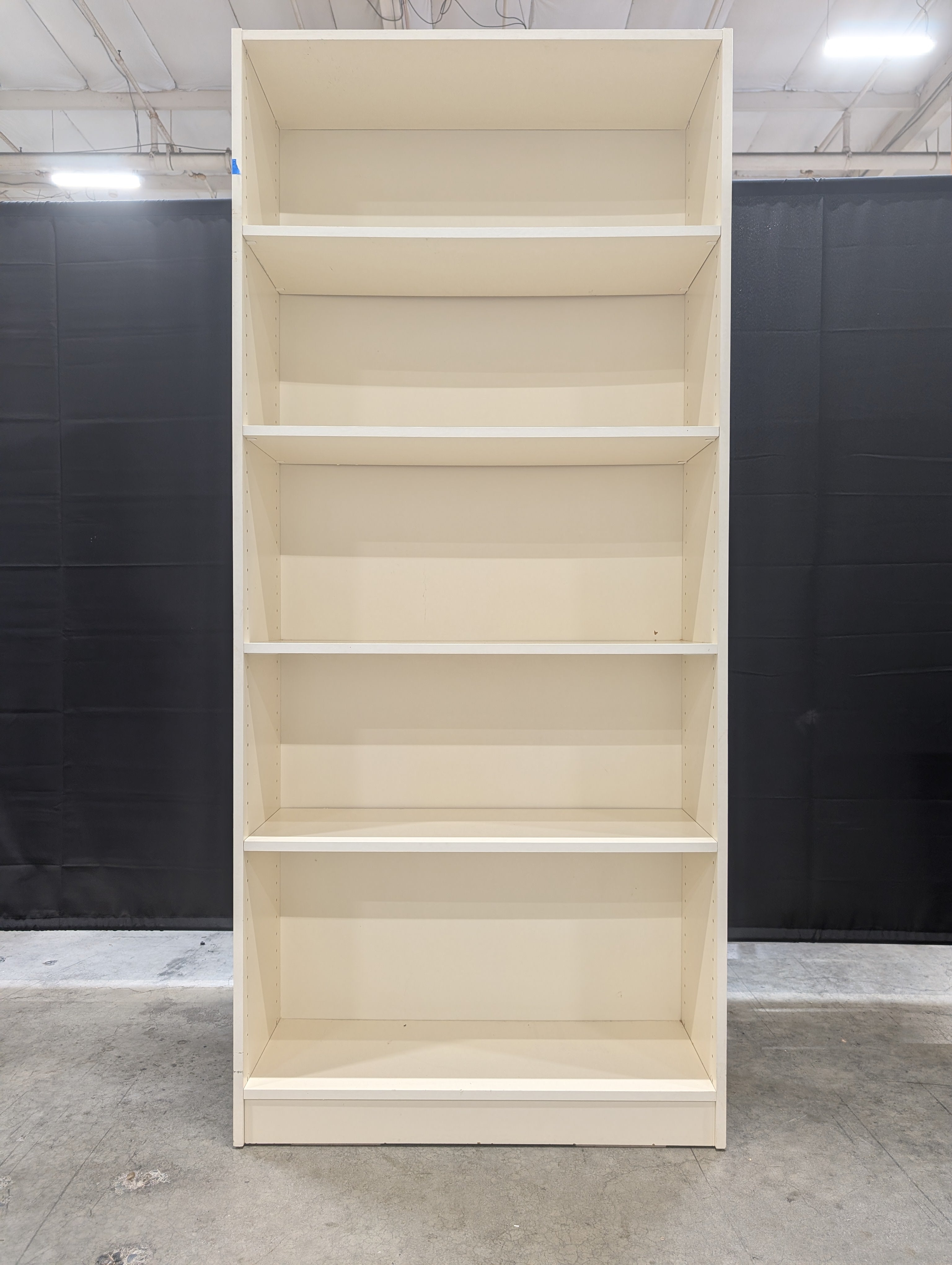 White Five-Shelf Bookcase with Adjustable Shelves