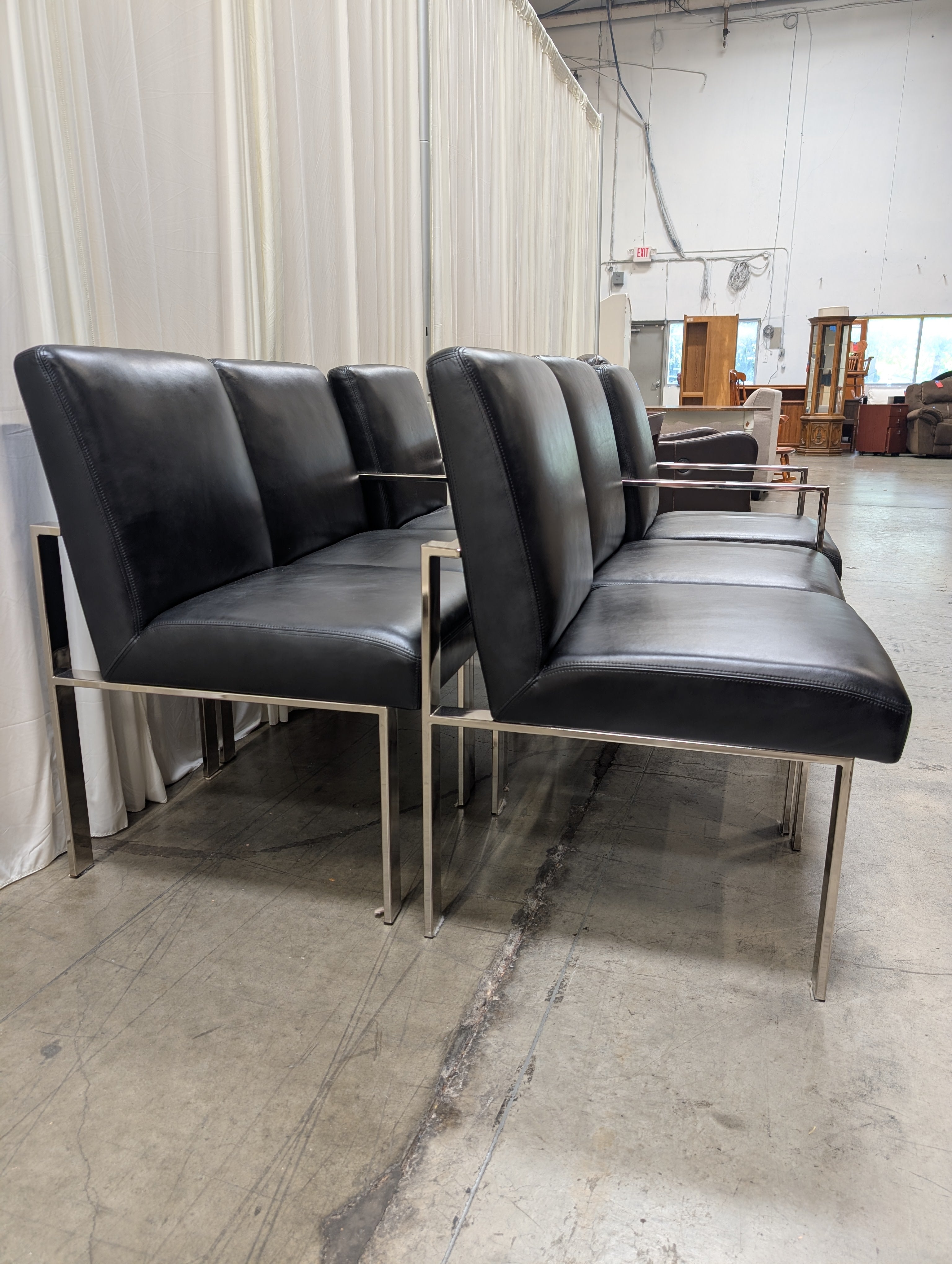 Set of Six Black Dining Chair in Faux Leather