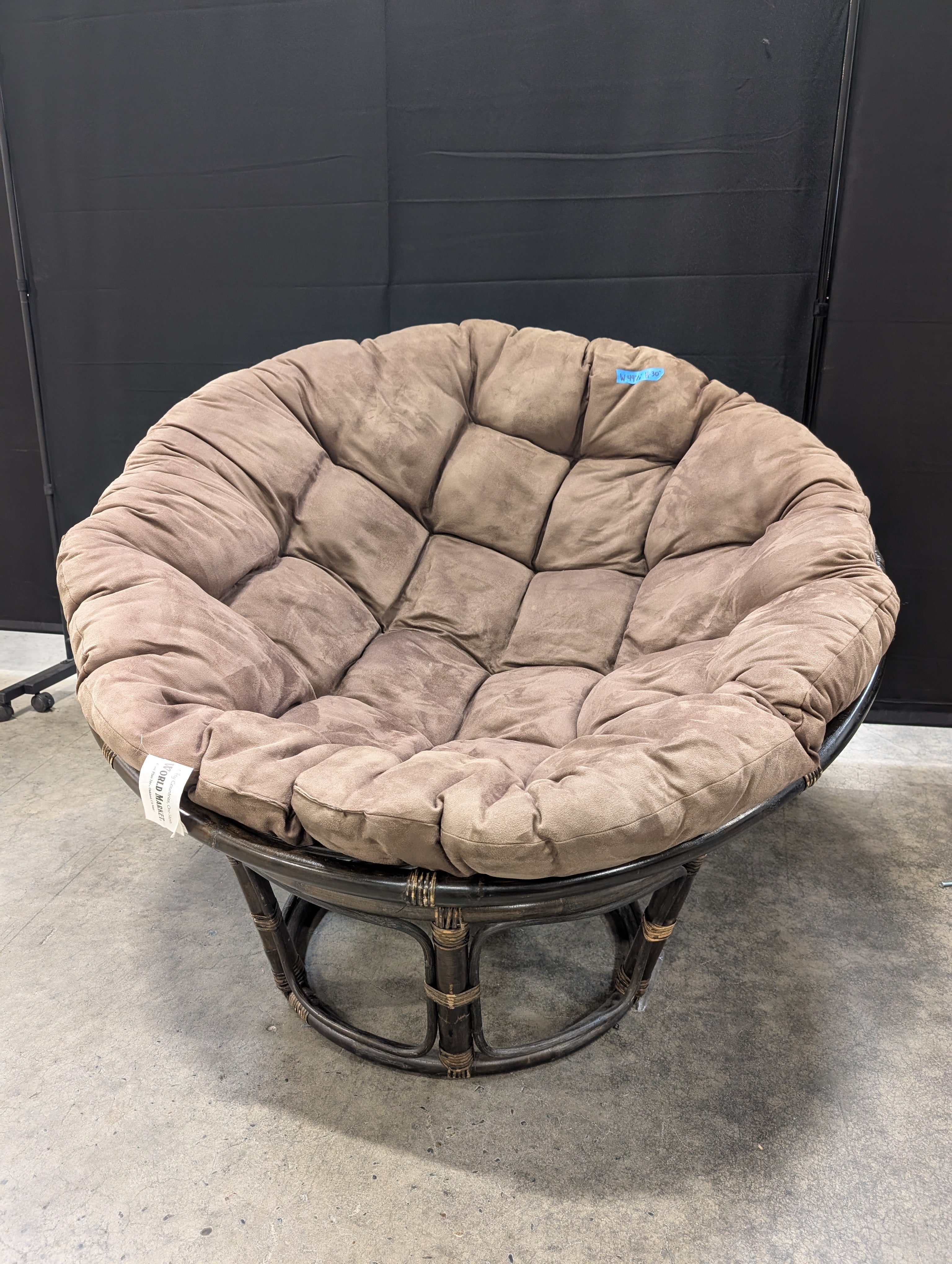 World Market Brown Papasan Chair with Tufted Cushion