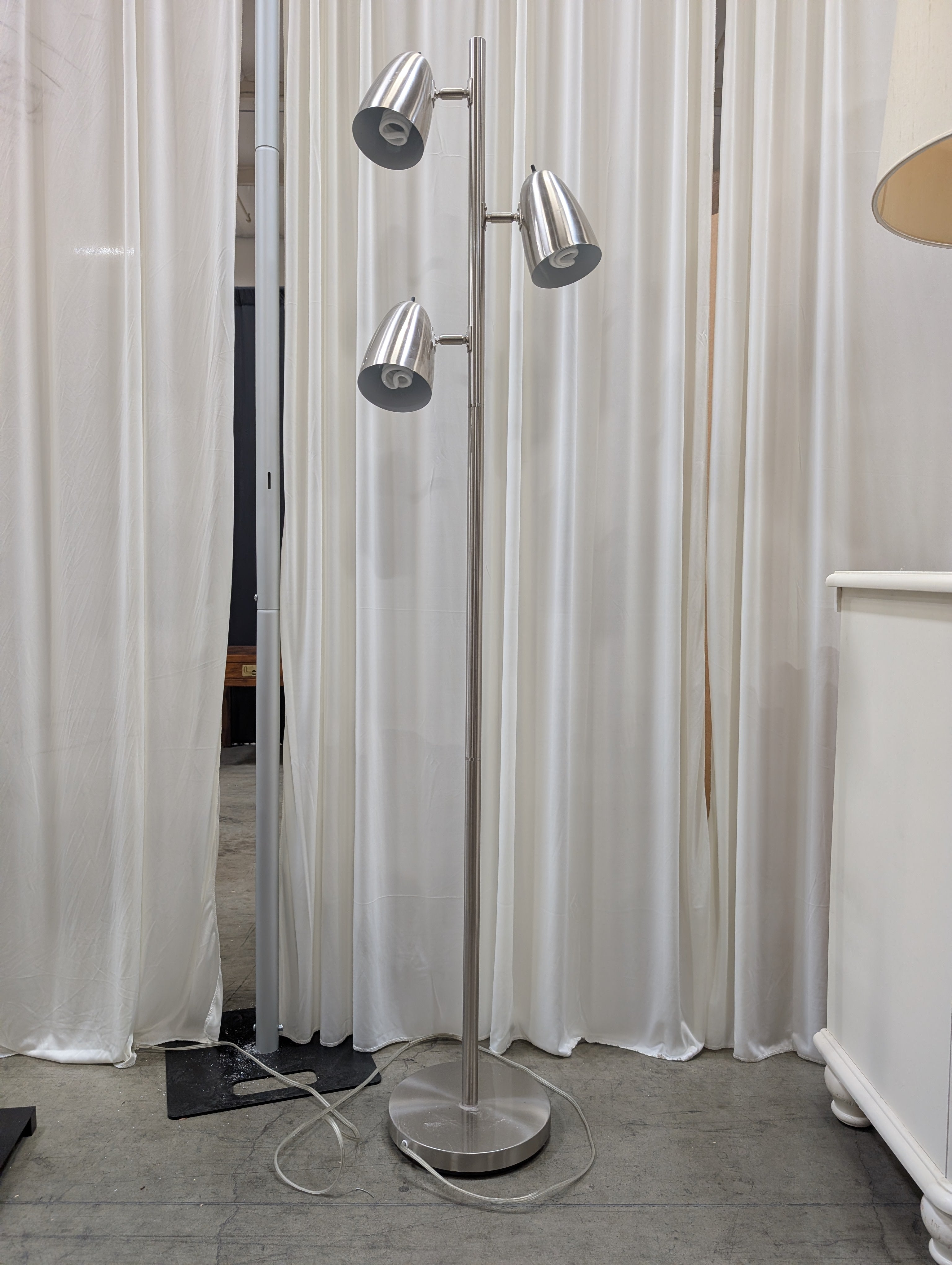 Brushed Steel Three-Light Floor Lamp
