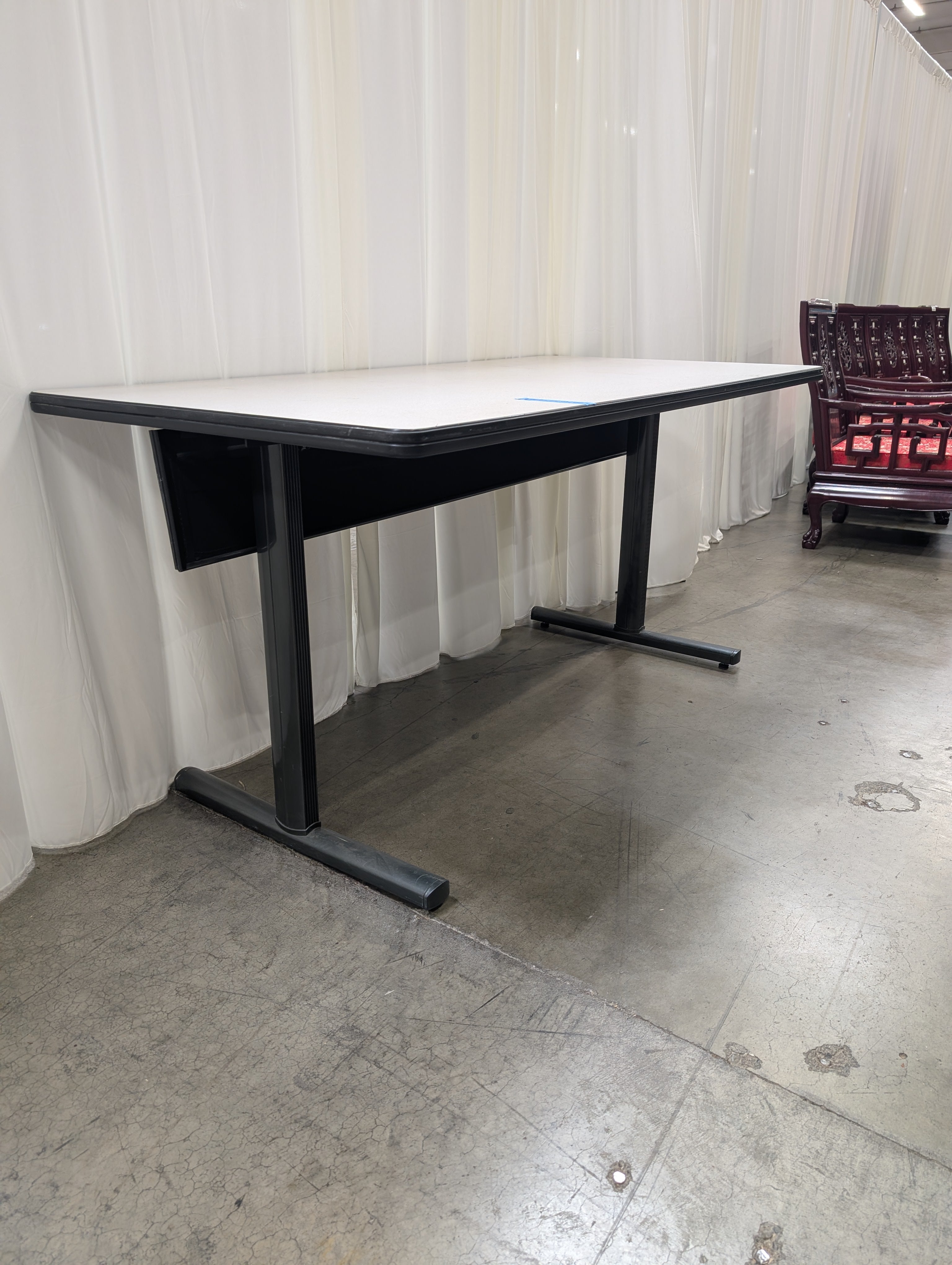 Light Beige Laminate Rectangular Table with Dark Edging