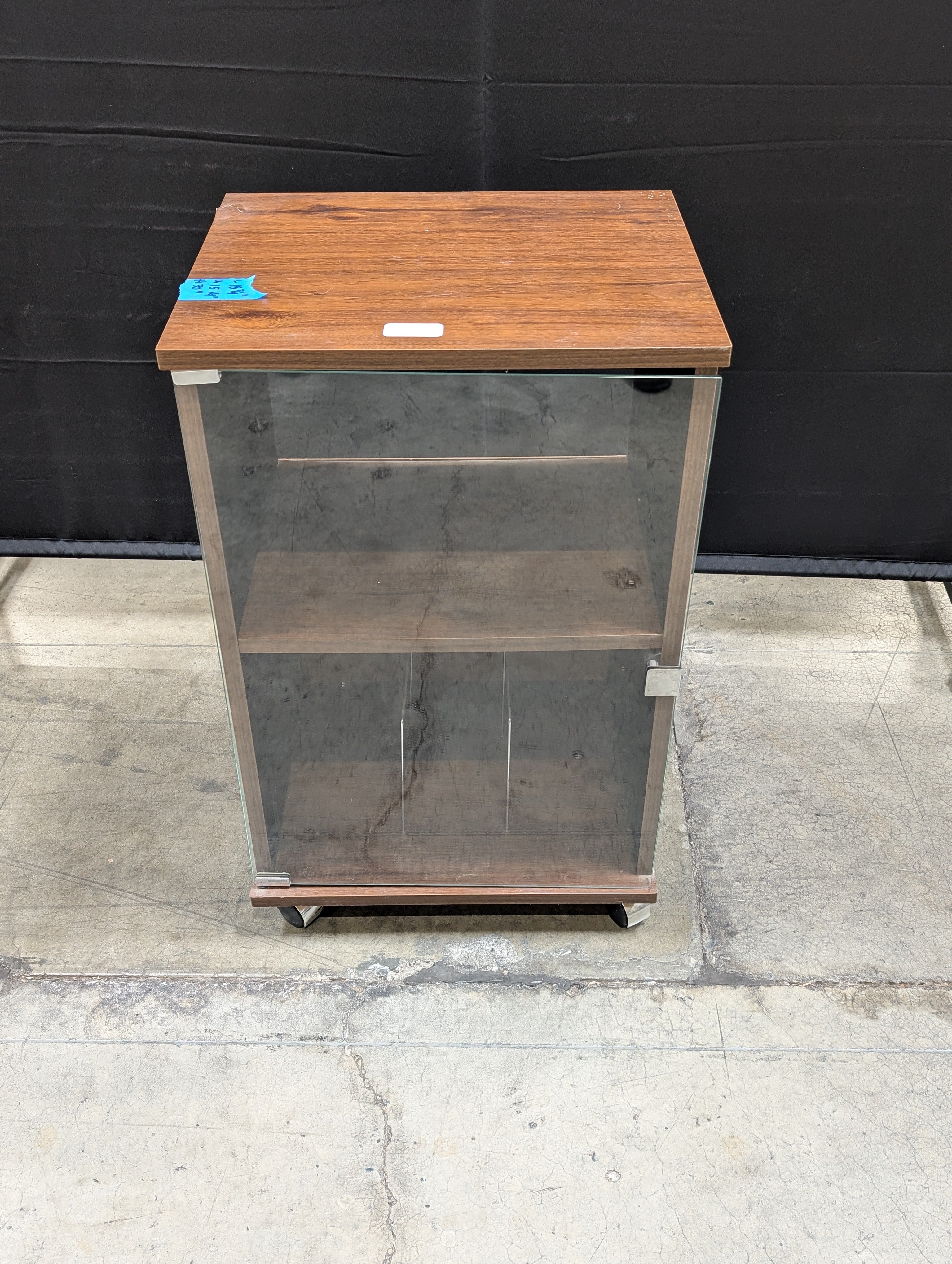 Dark Wood Two-Tier Storage Side Table with Shelves