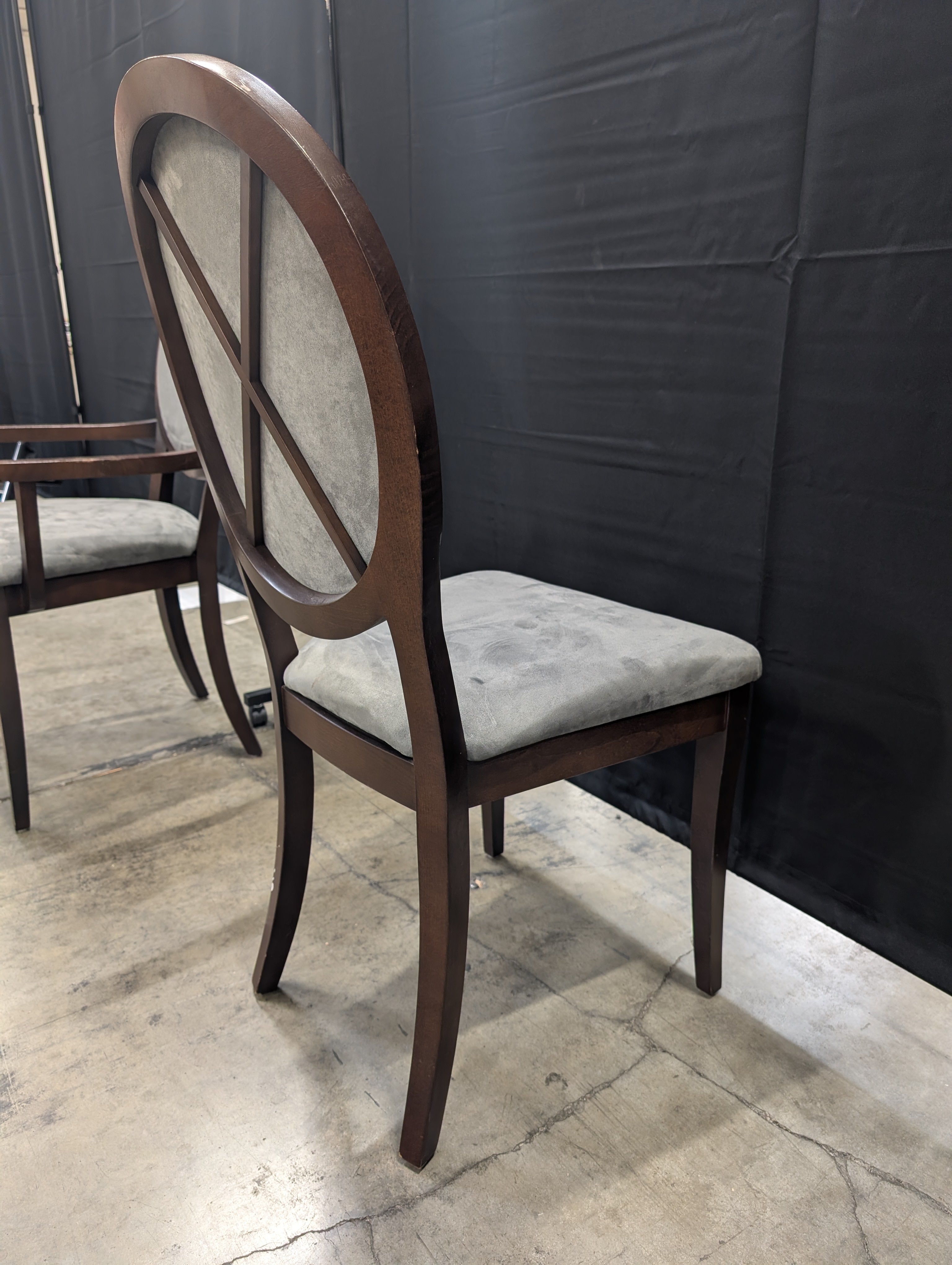 DINEC INC. Upholstered Dining Chair with Oval Back and Walnut Finish