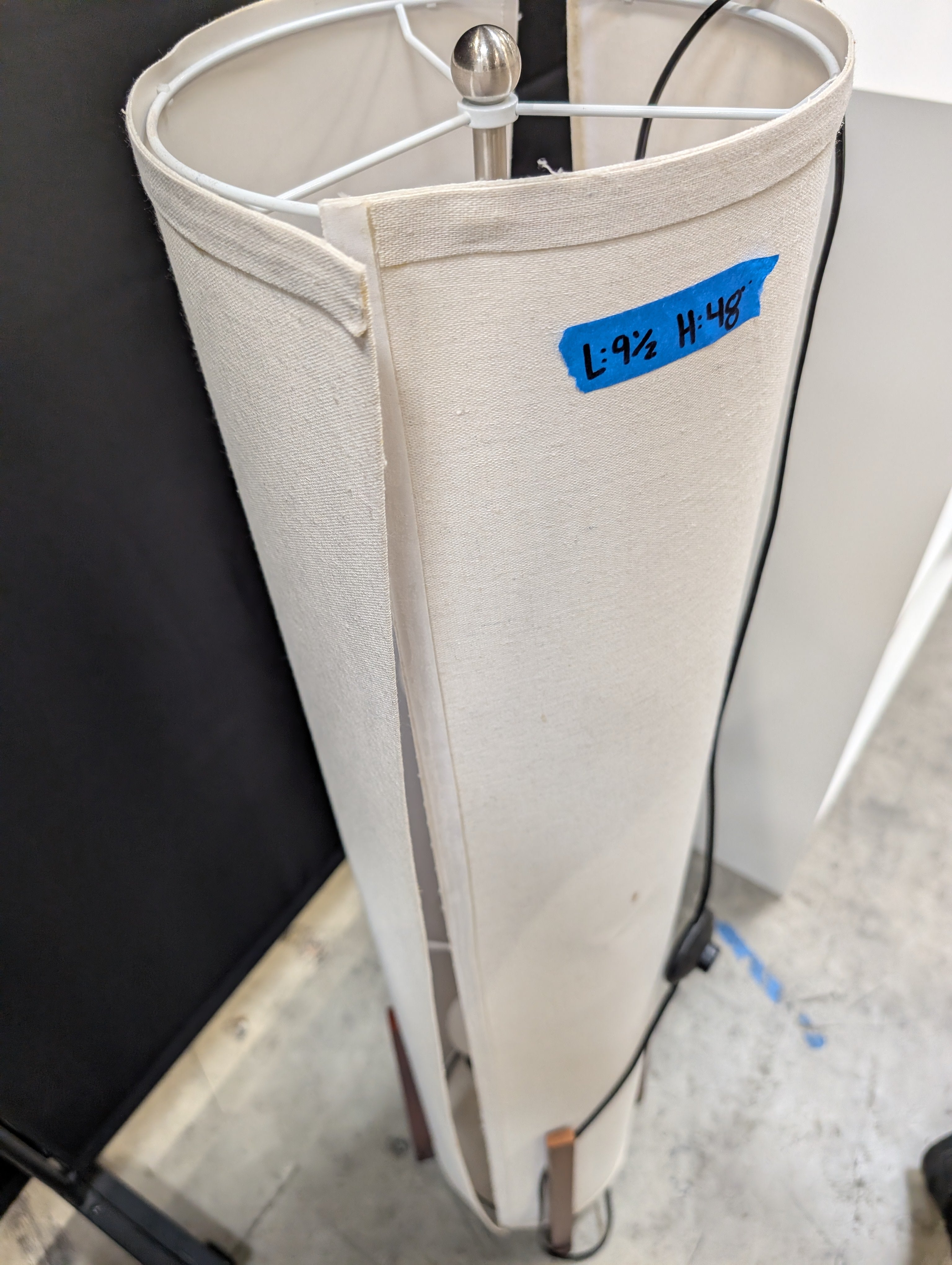 Mid-Century Wood Floor Lamp with Fabric Shade