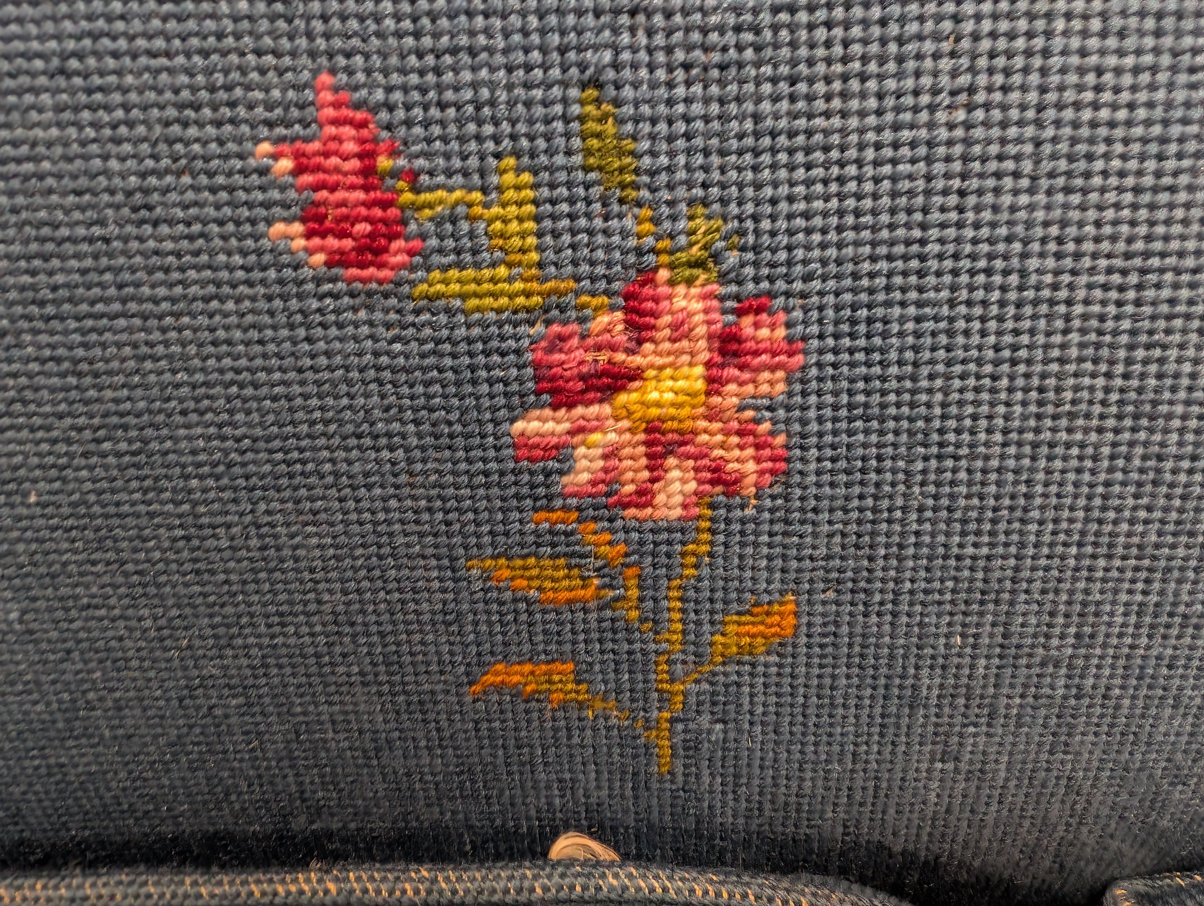 Vintage-Inspired Floral Embroidered Upholstered Settee Sofa