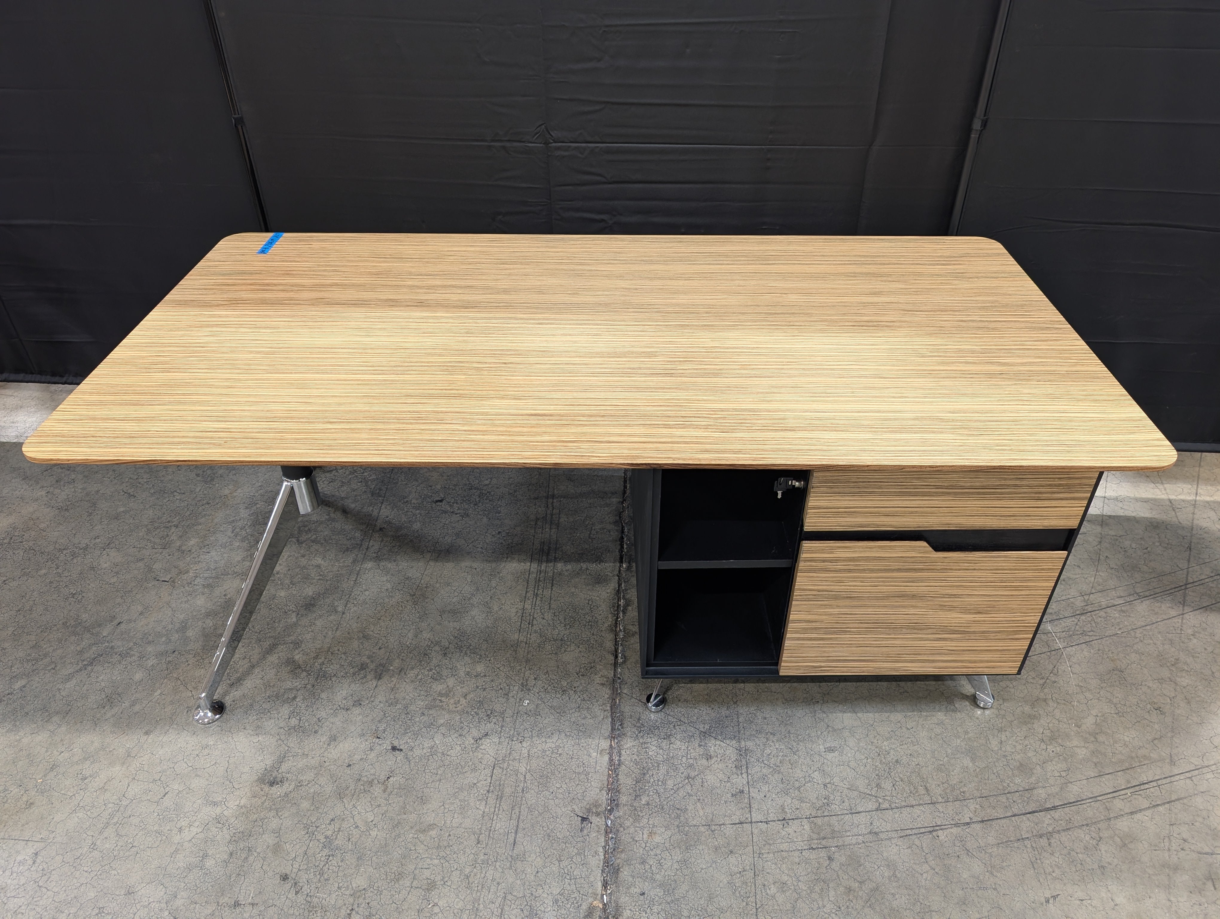 Modern Wood Grain Office Desk with Storage Cabinet