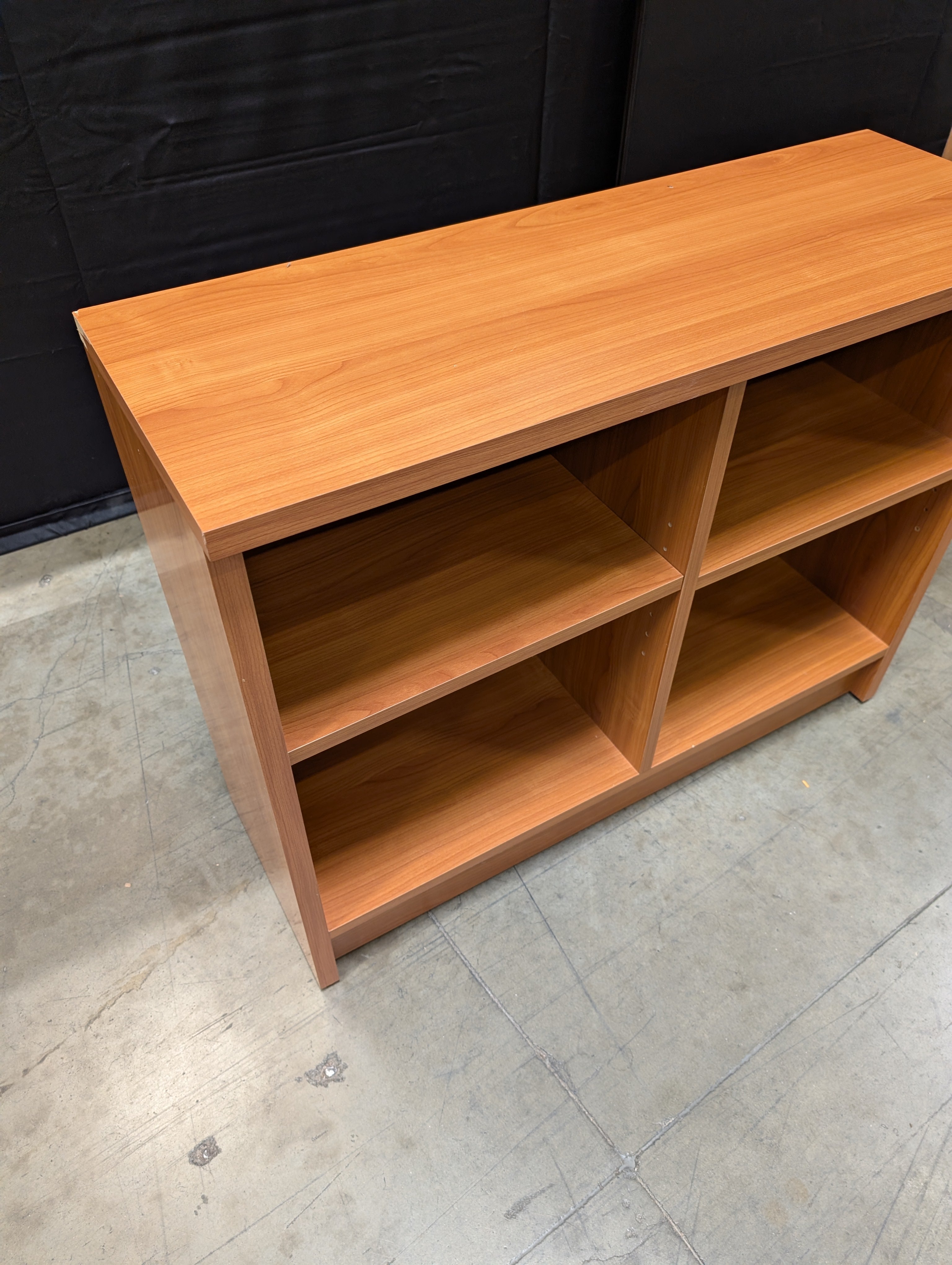 Multi-Compartment Wood Finish Storage Shelf Unit