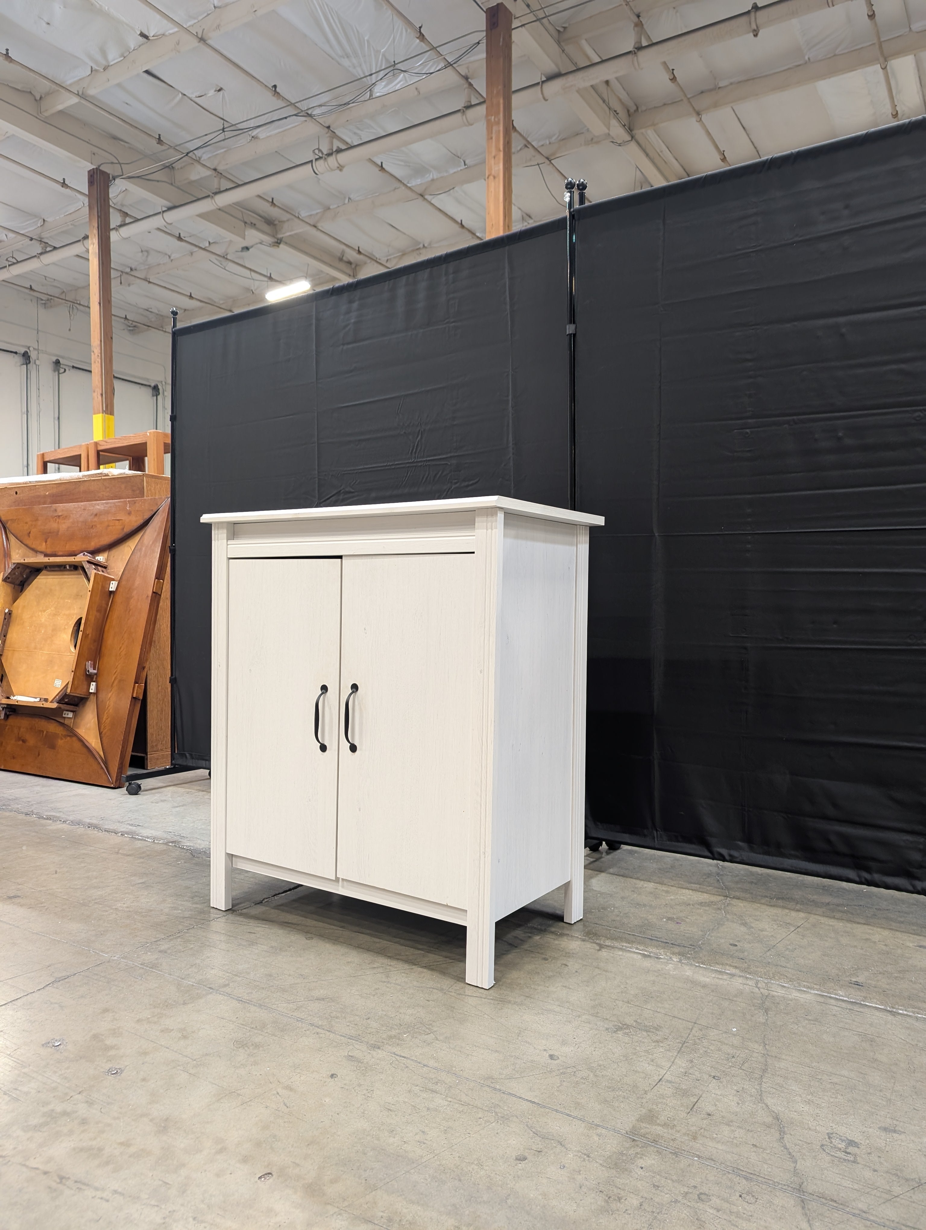 Versatile Off-White Wooden Storage Cabinet with Two Doors