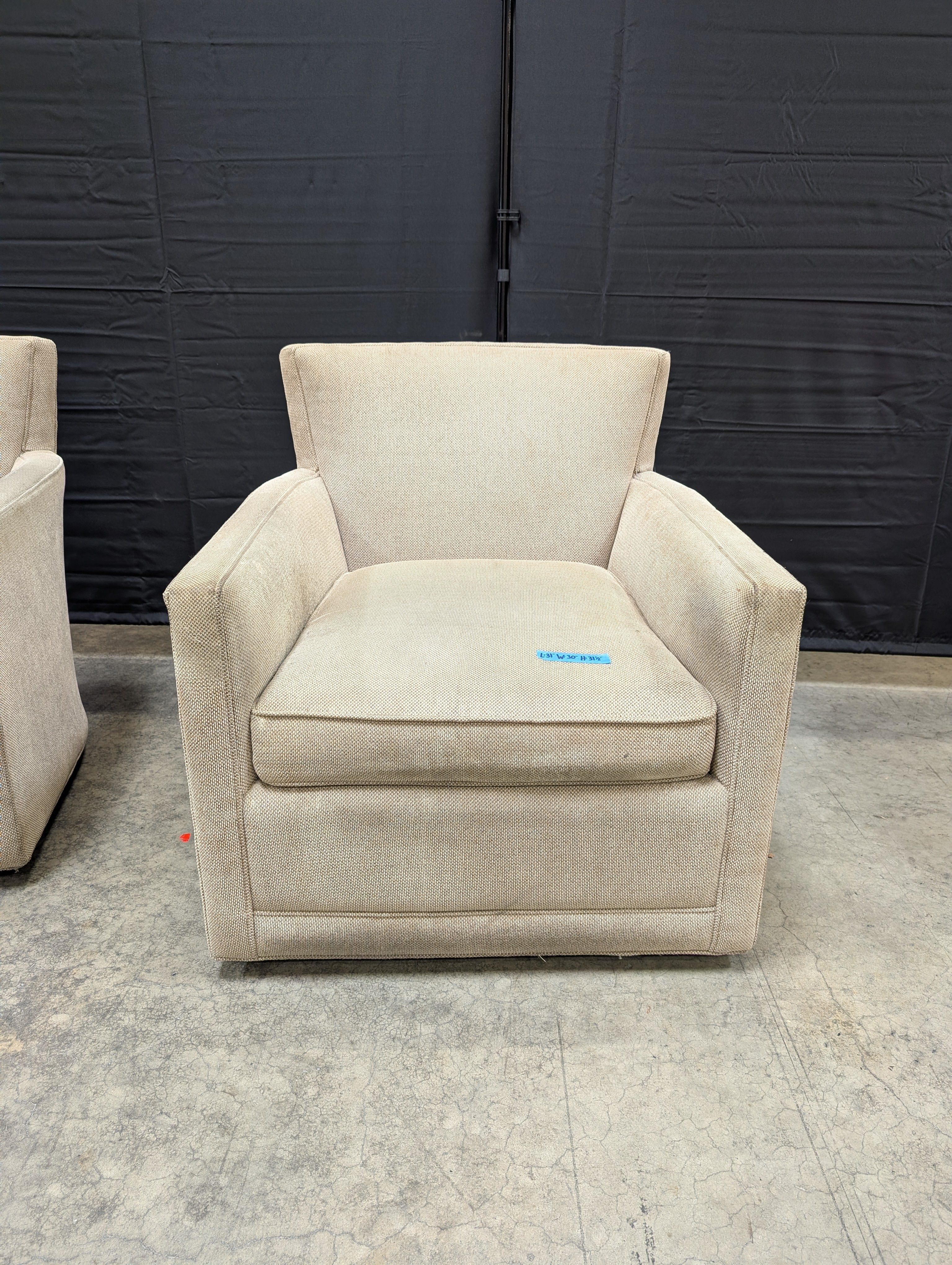 Grey Textured Fabric Armchair with Slanted Back
