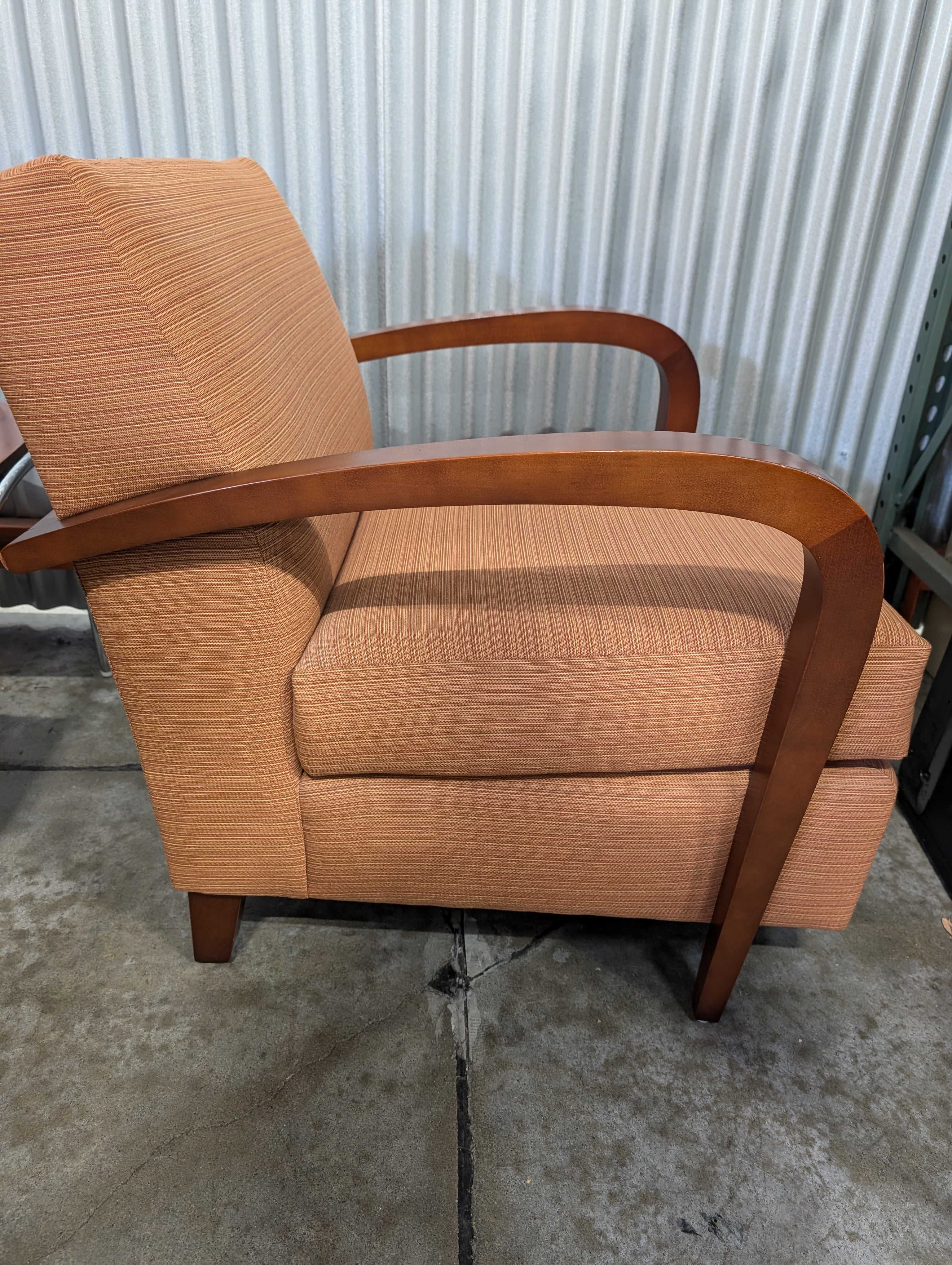 Warehouse sale-- Mid-Century Style Upholstered Club Chair with Curved Wood Arms