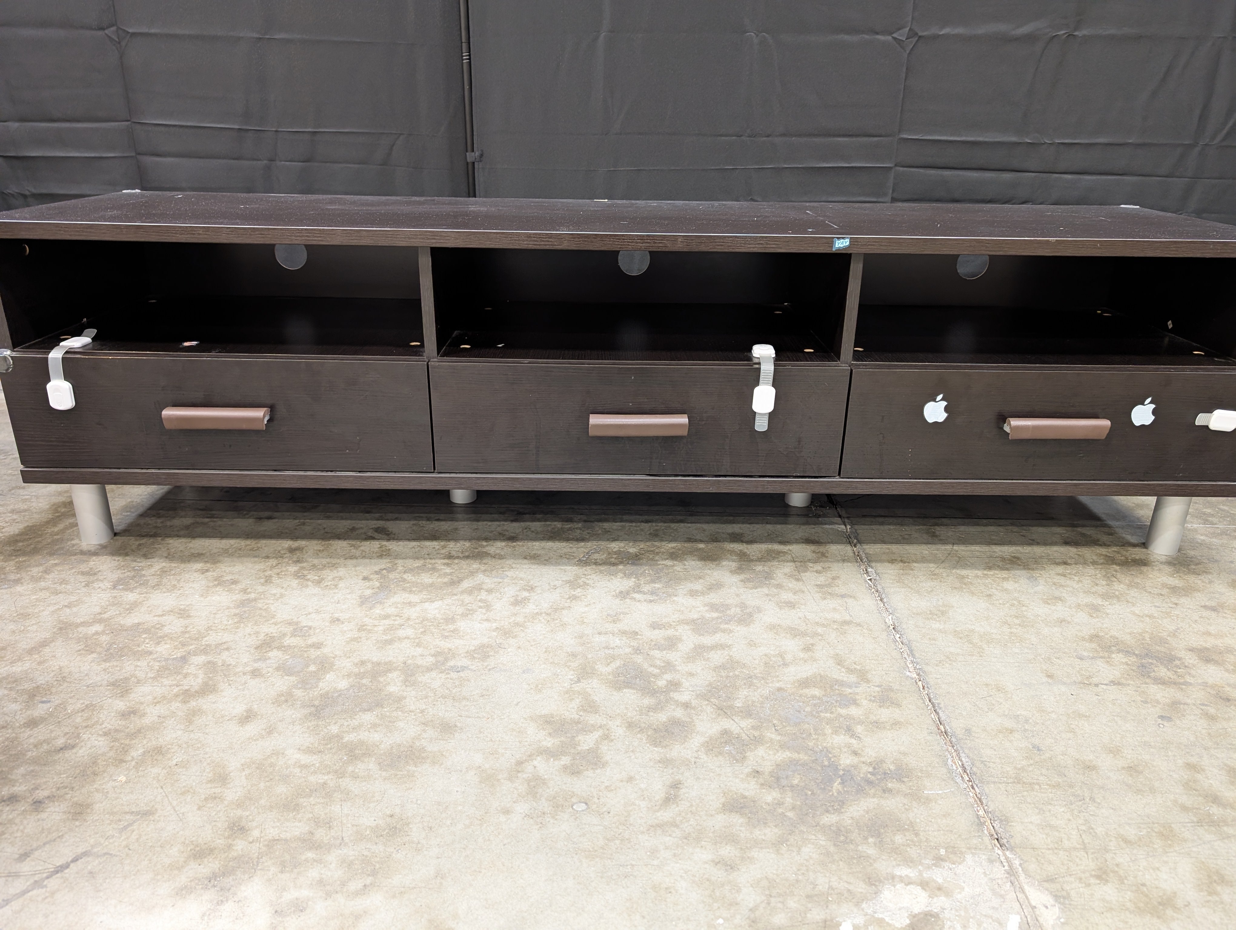 Contemporary Dark Brown Media Console with Drawers