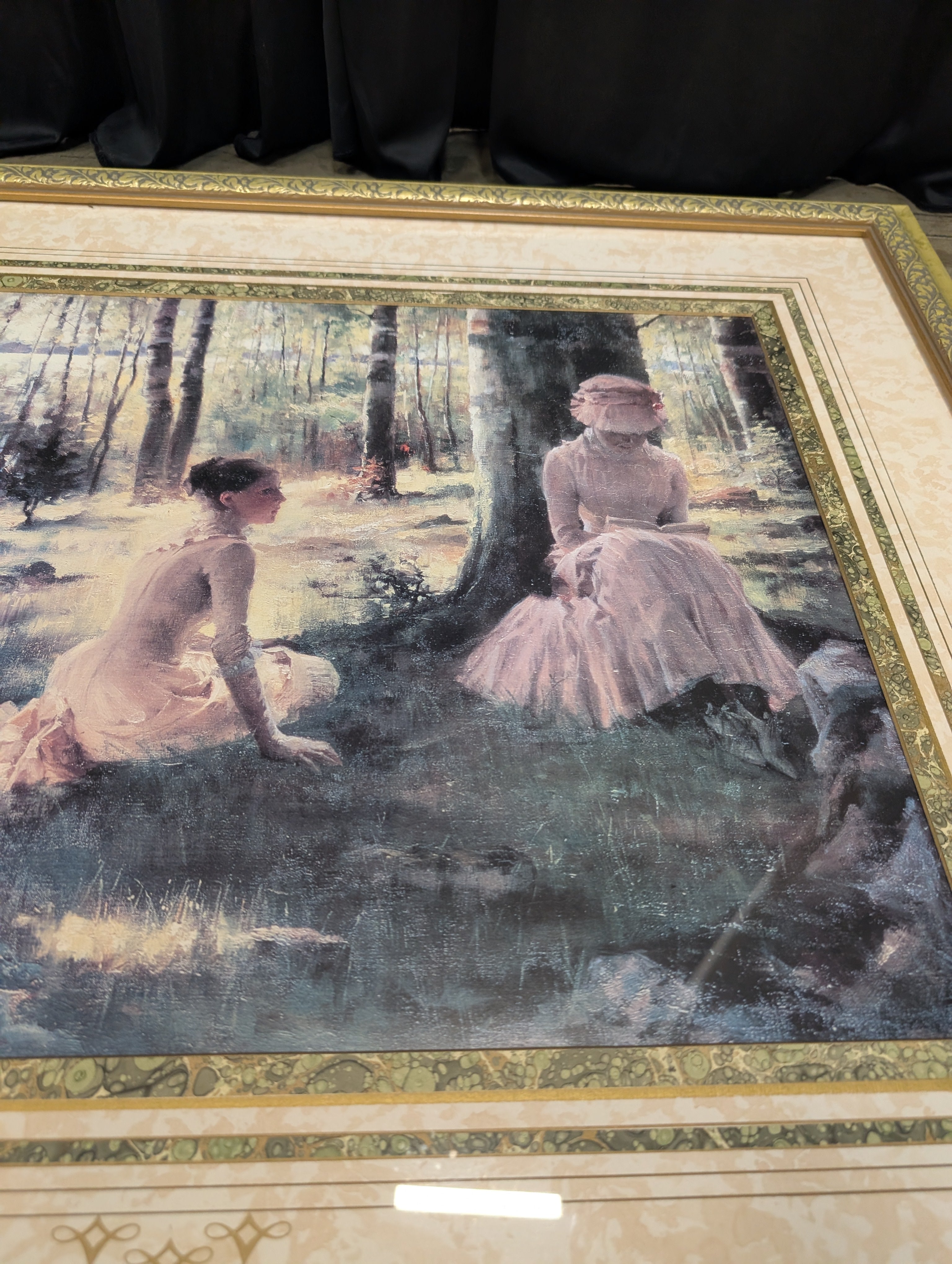 Victorian Forest Scene Framed Art in Gold Frame