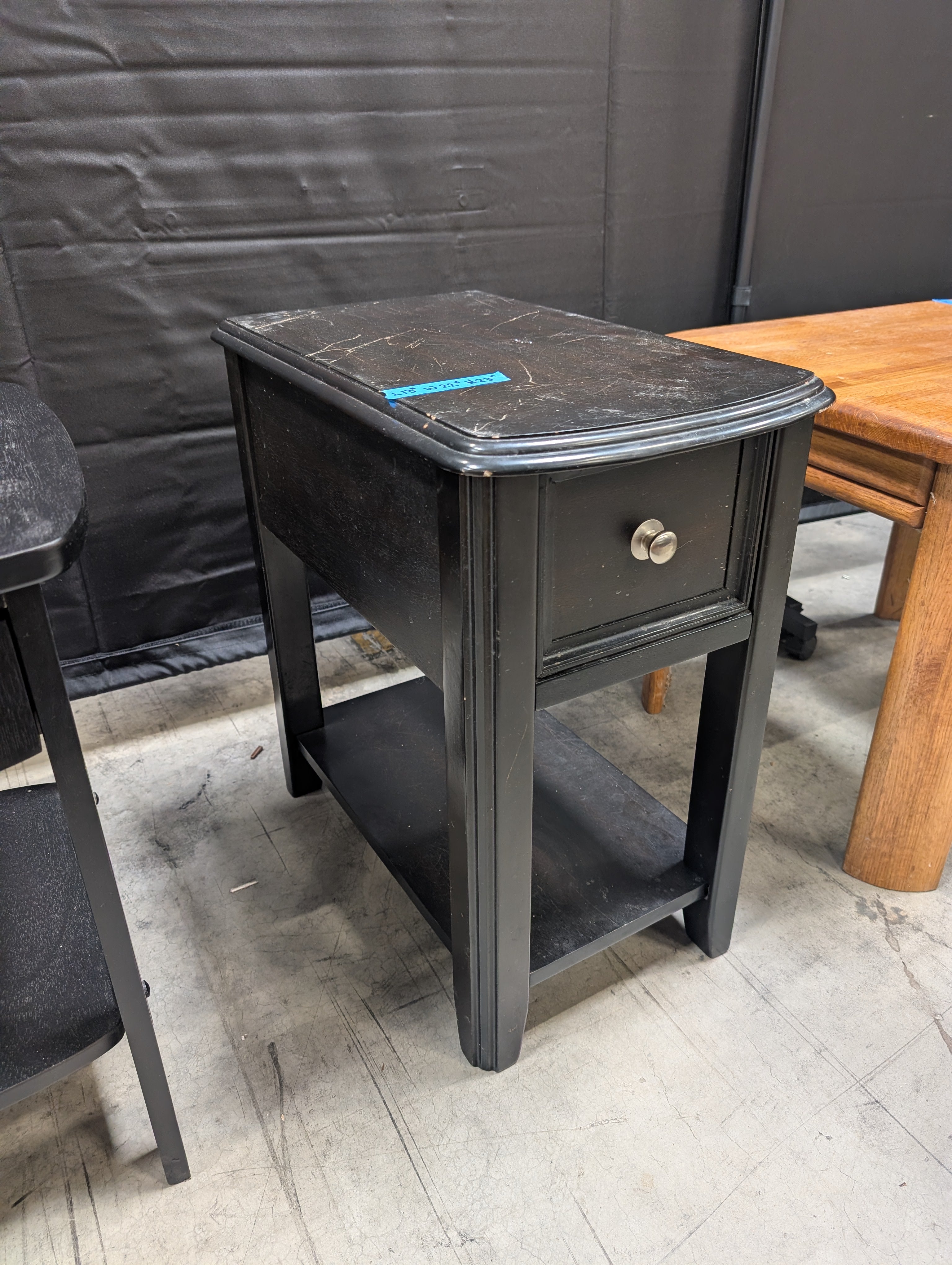 Compact Dark Brown Wood Nightstand with Drawer
