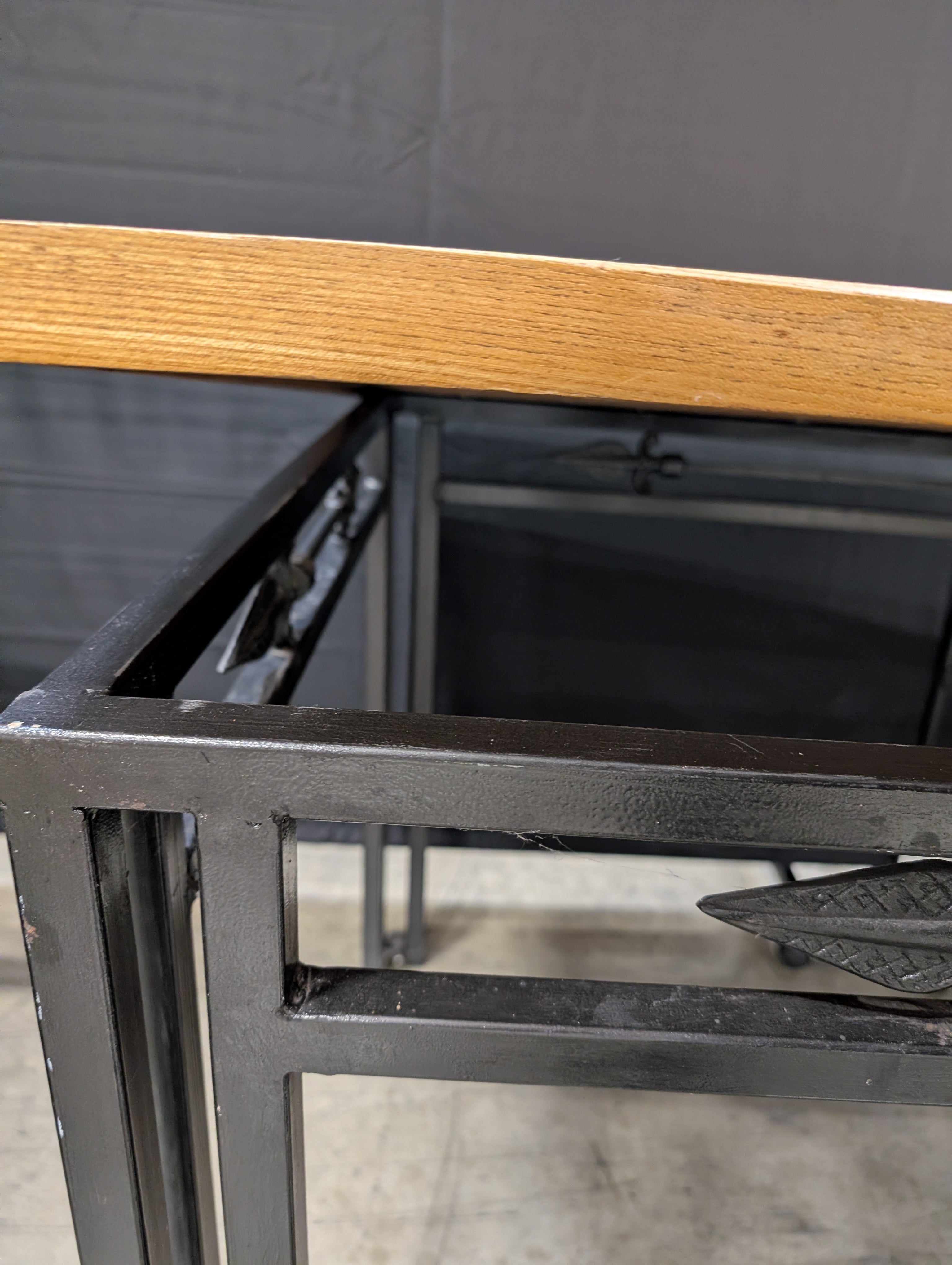 Rectangular Wood Top Table with Black Metal Frame *NOT ATTACHED*