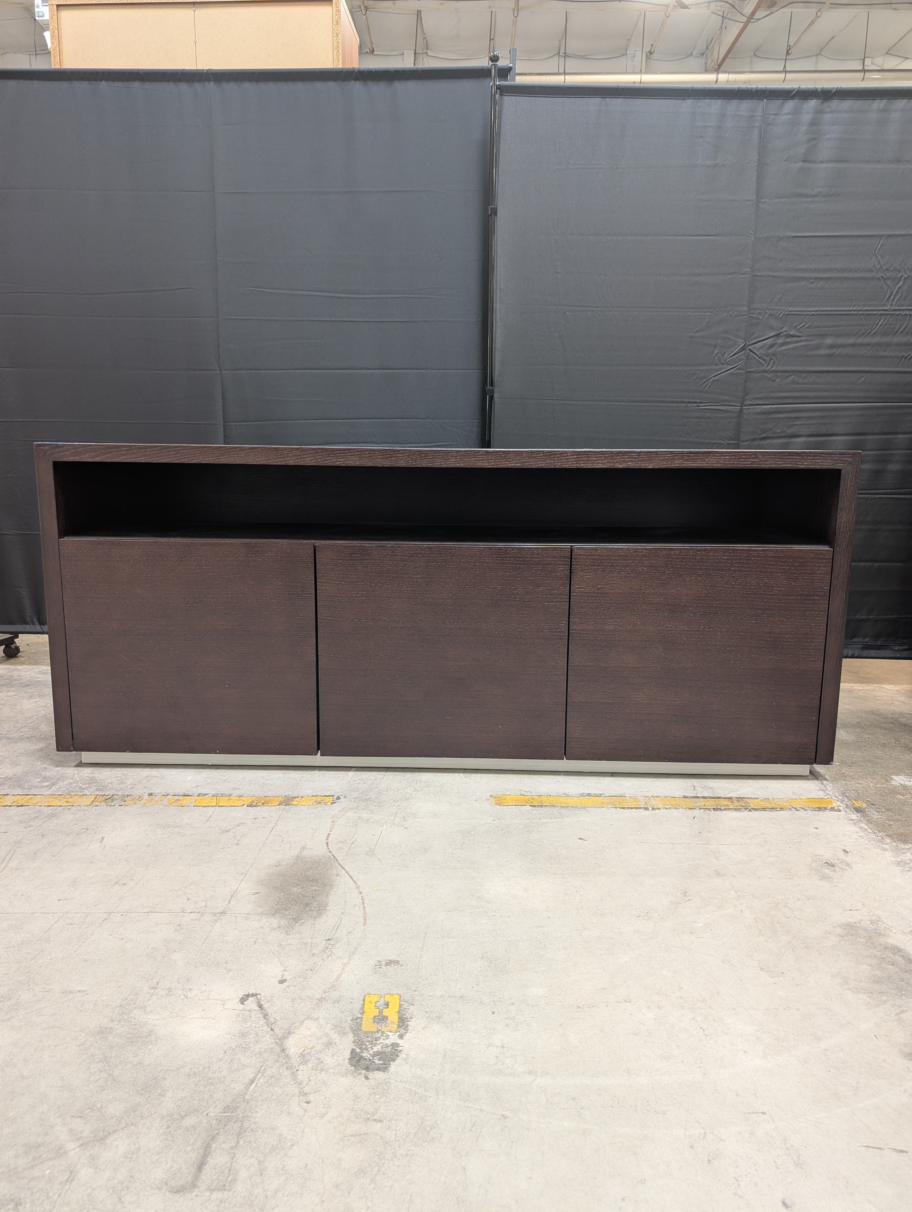 Dark Brown Minimalist TV Stand with Open Shelf