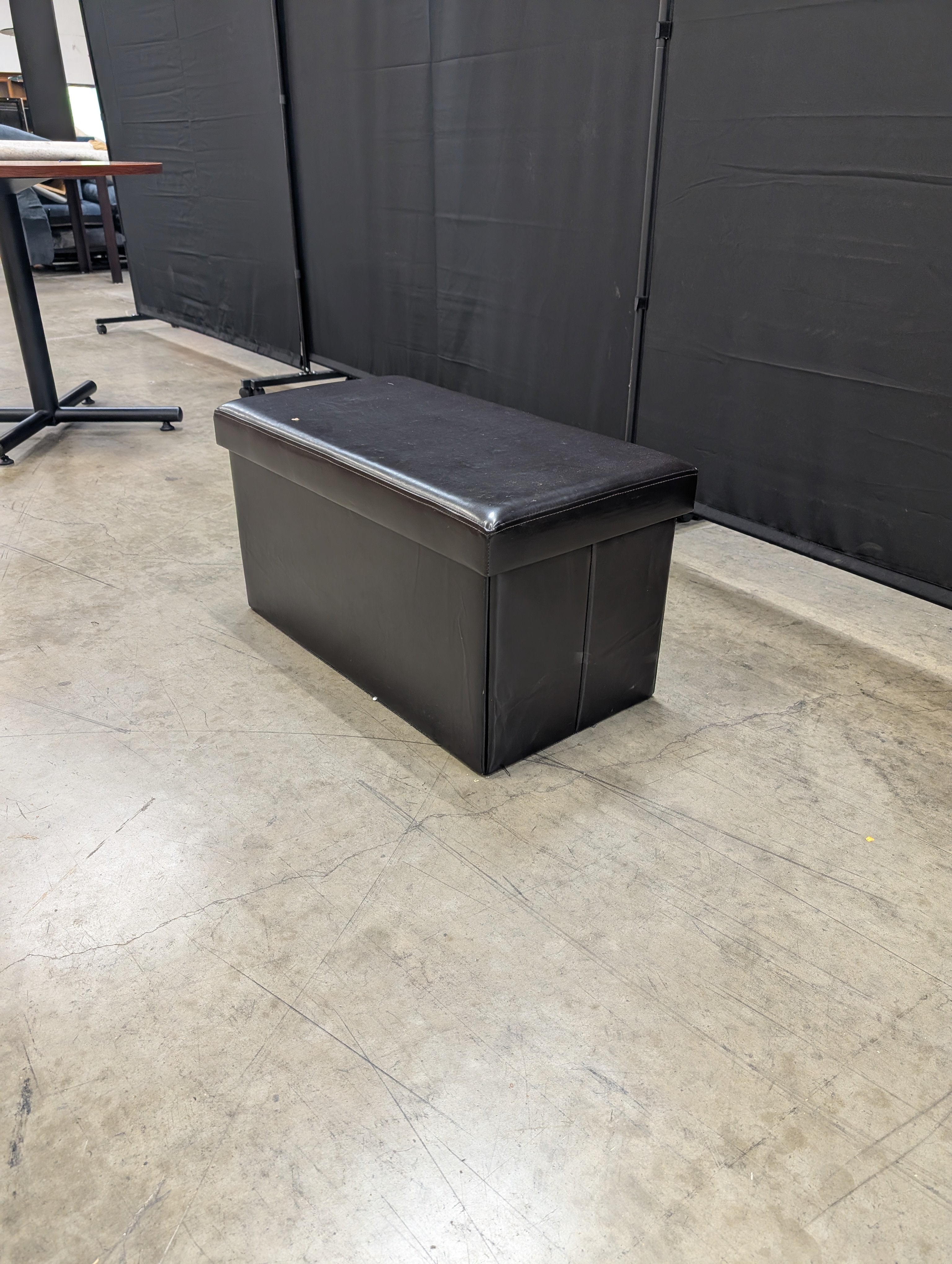 Dark Brown Faux Leather Rectangular Storage Ottoman