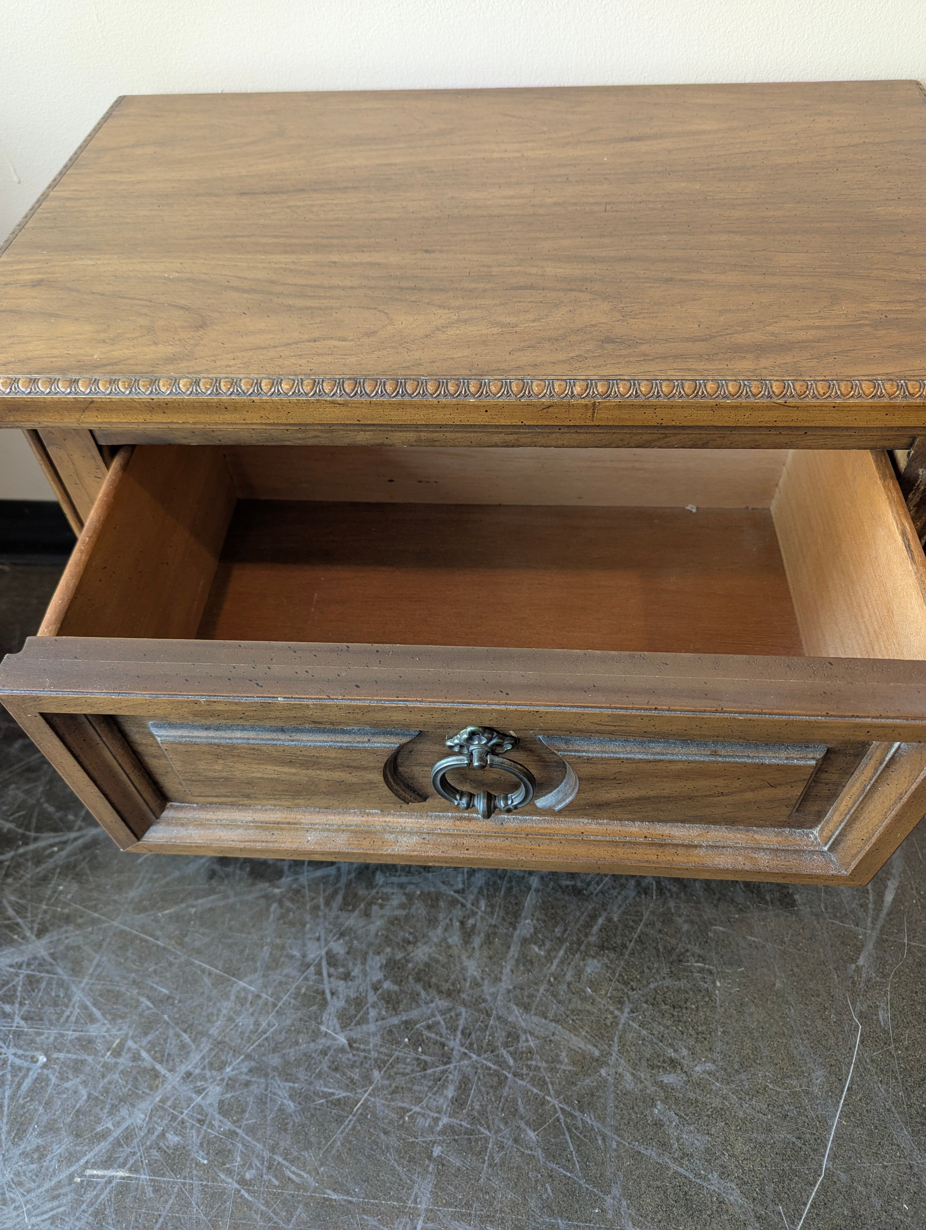 Classic Brown Wood Two-Drawer Nightstand