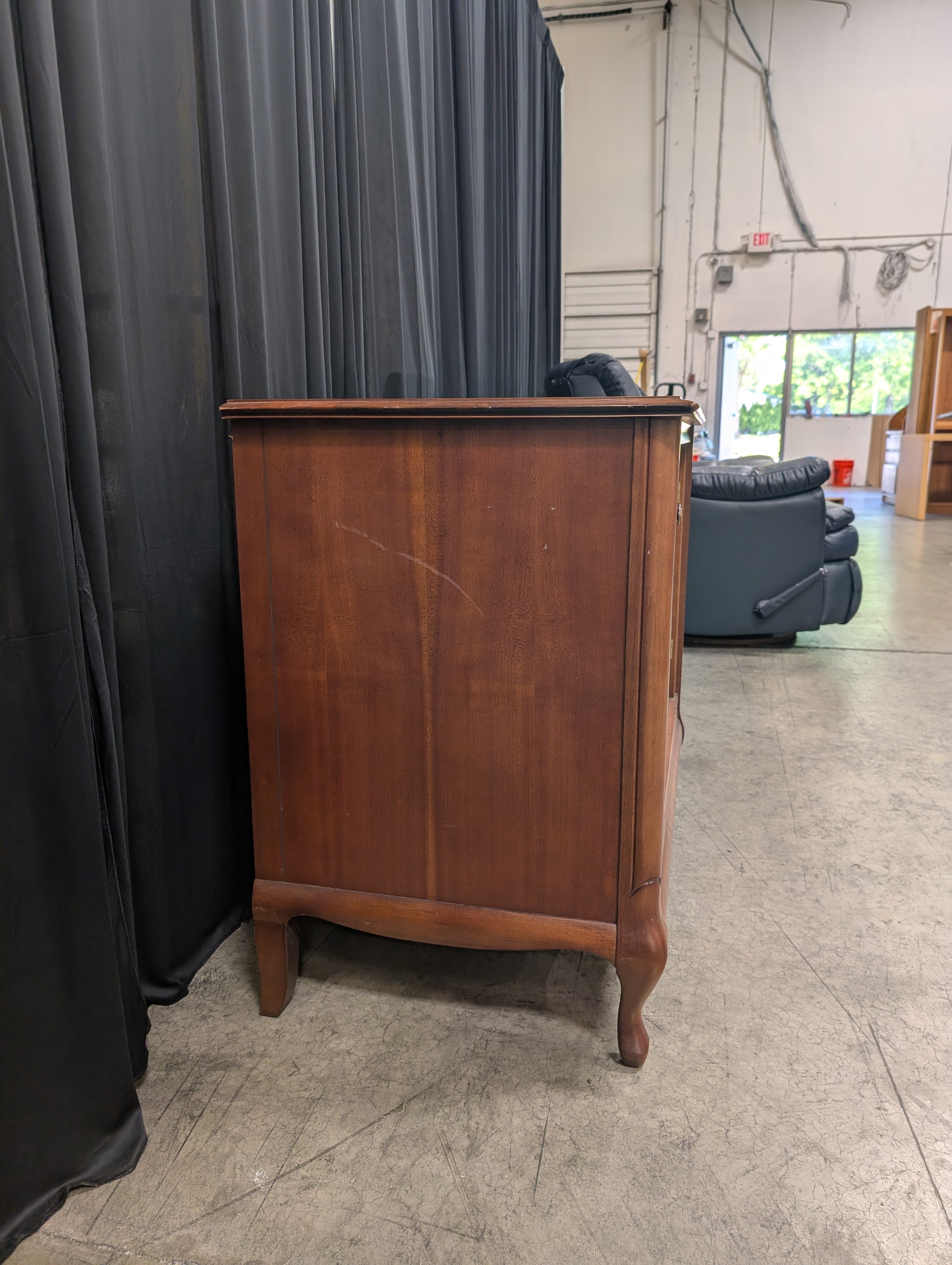 Vintage Reddish Brown Wood Buffet with Cabriole Legs