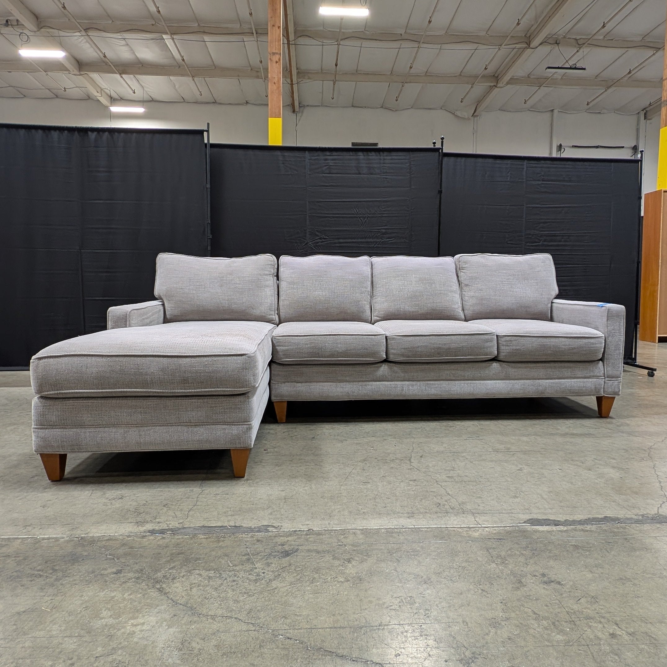 Contemporary Light Grey Fabric Sectional Sofa with Left Chaise