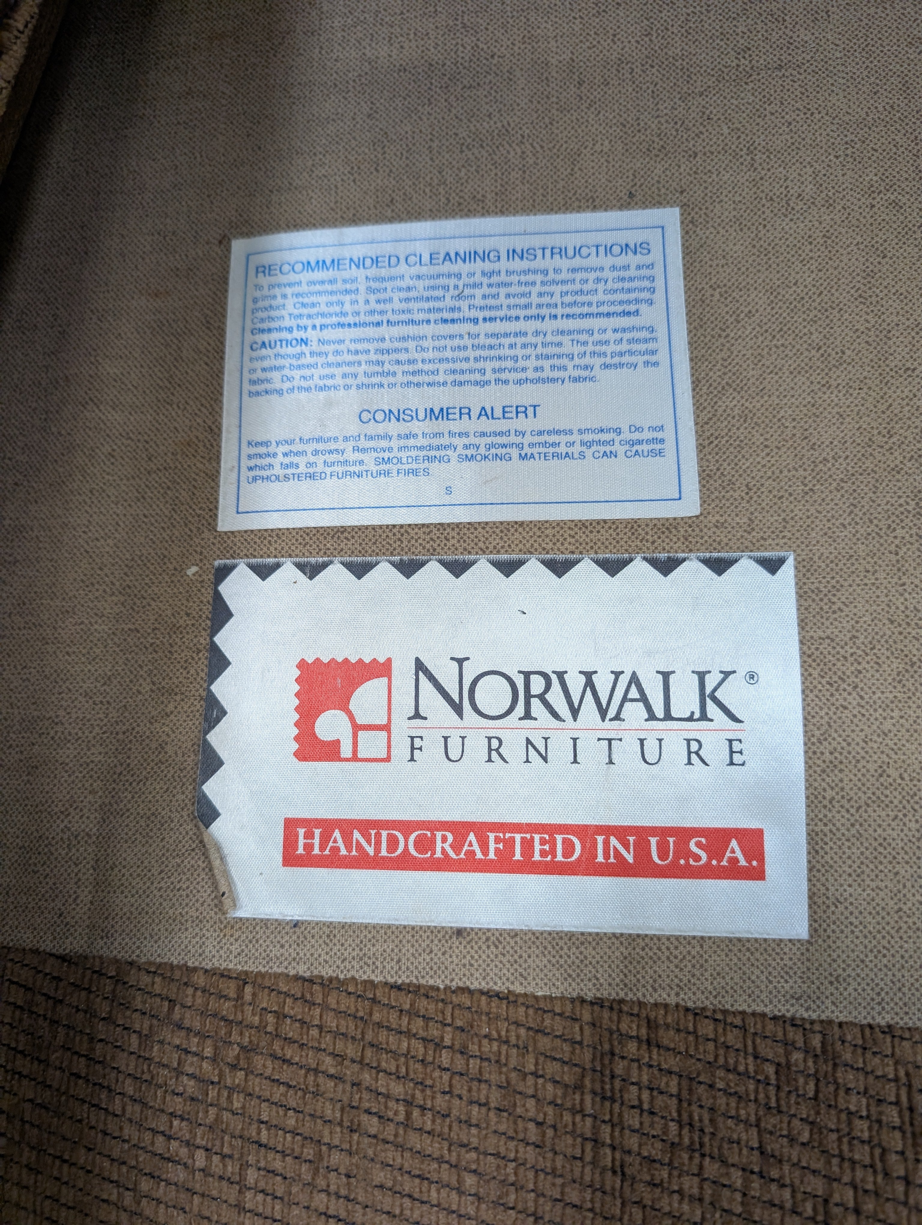 Northwalk Tan Textured Fabric Rolled Arm Couch
