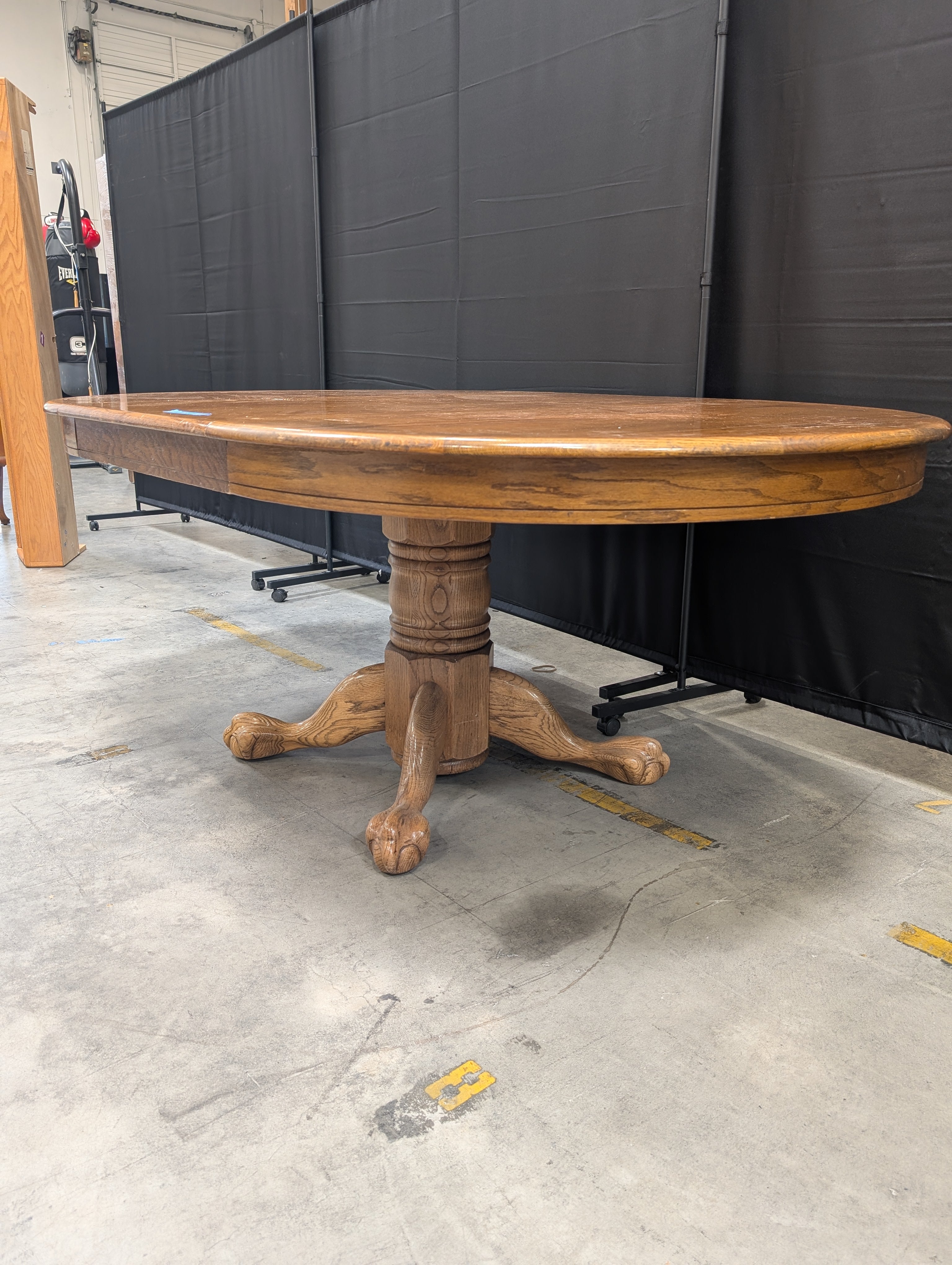 Round Oak Dining Table with Pedestal Base