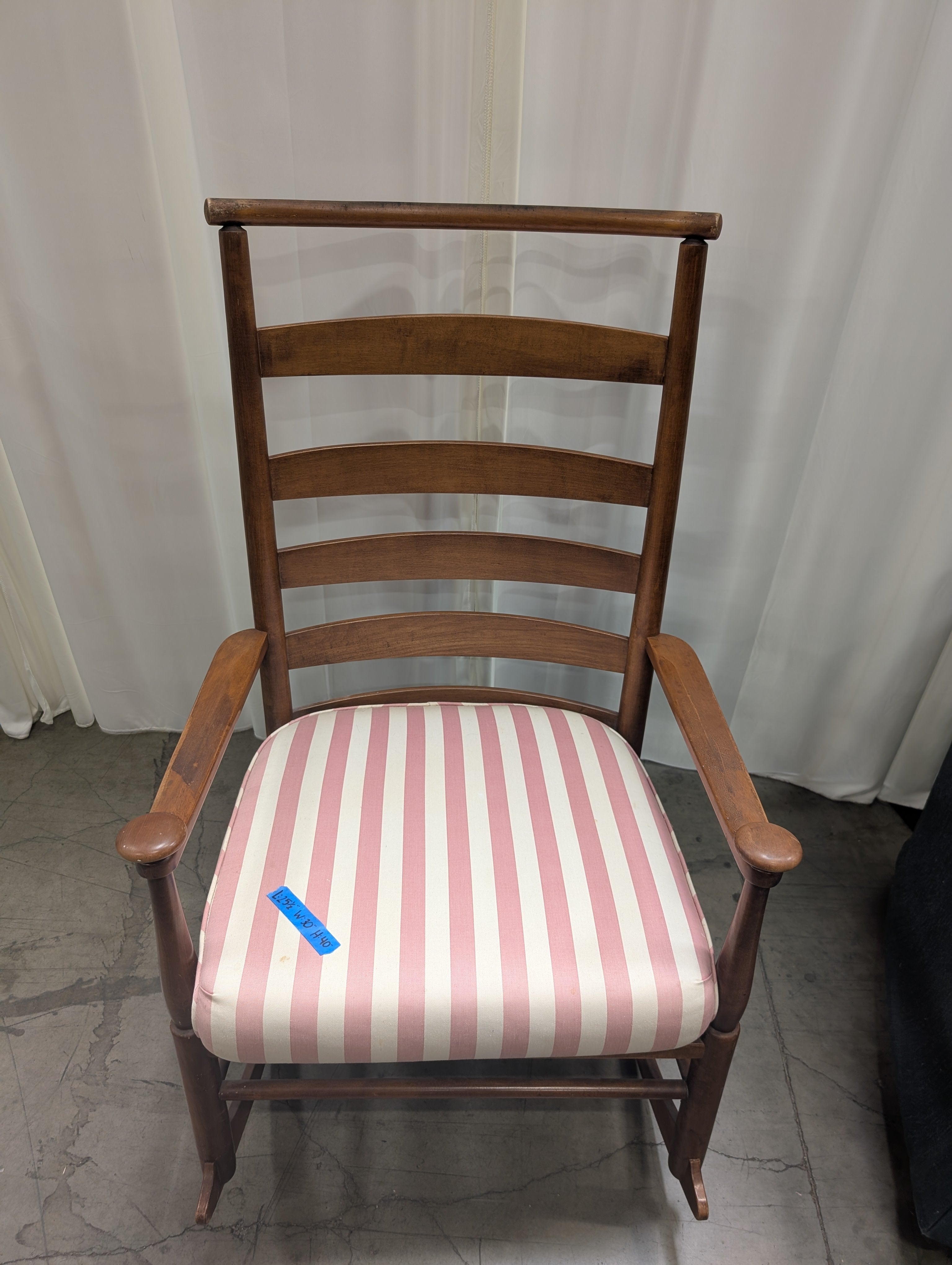 Ladderback Wood Rocking Chair with Striped Cushion