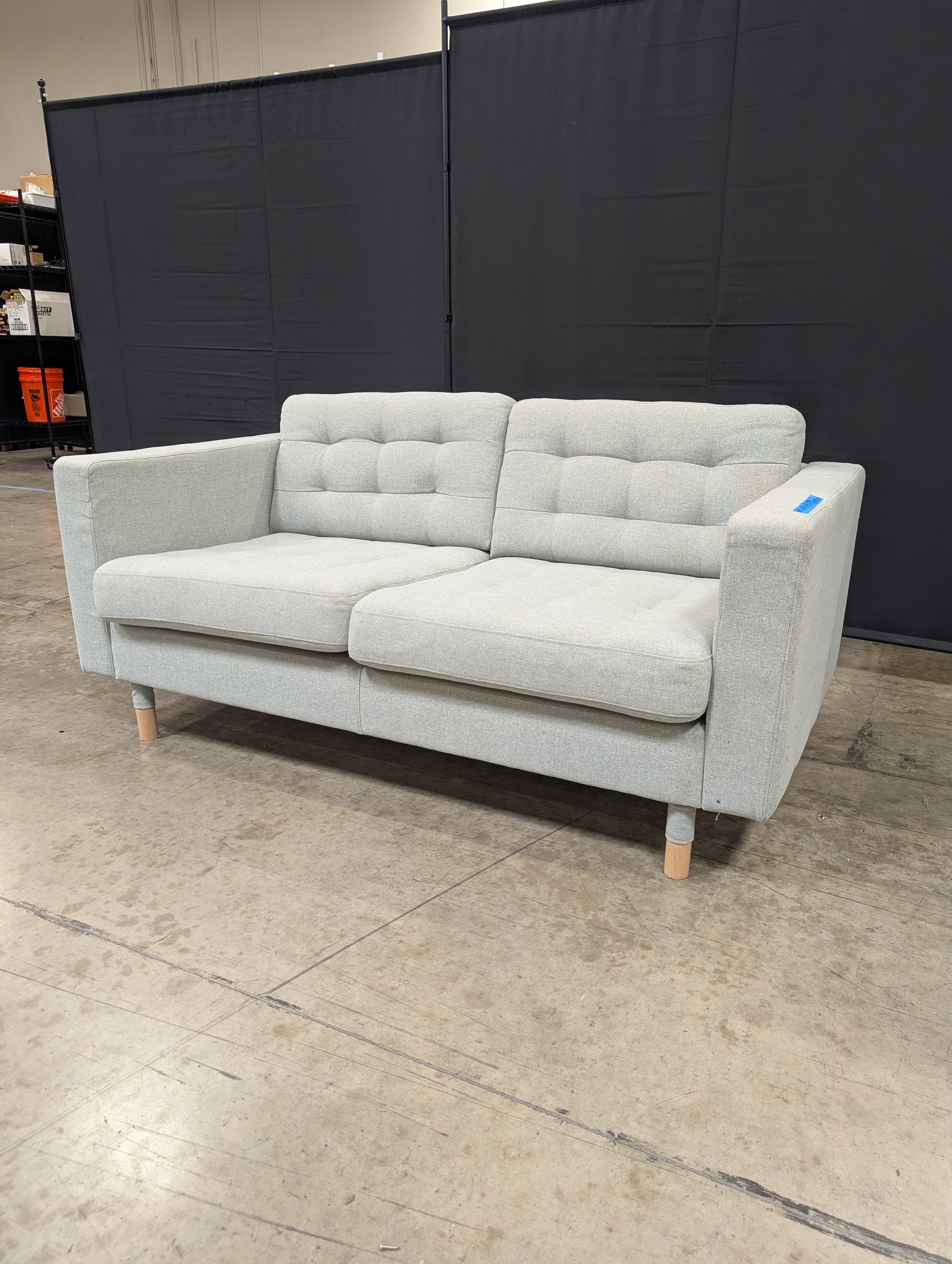 Light Green Tufted Fabric Loveseat
