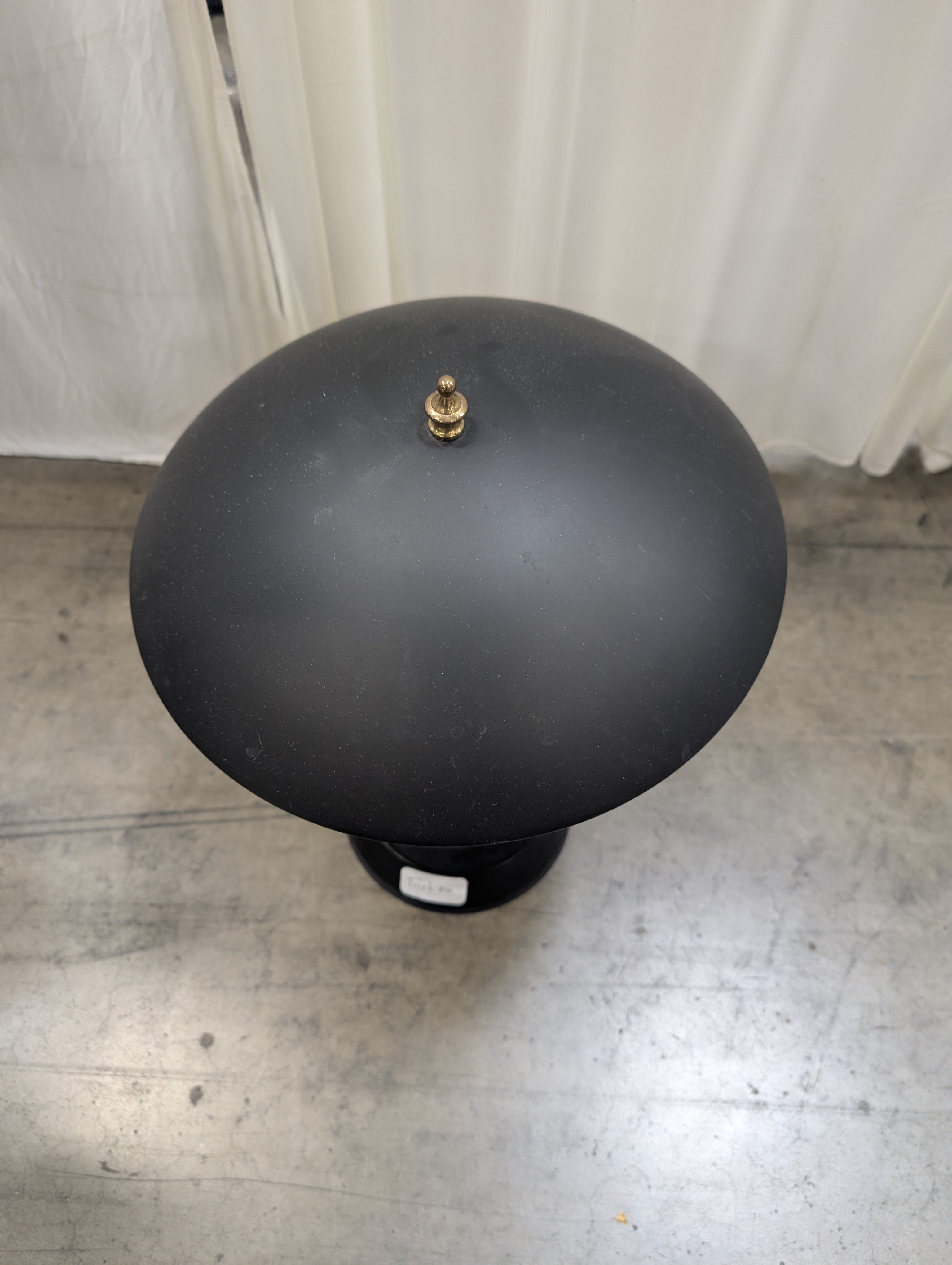Black Metal Mushroom Table Lamp with Brass Accents