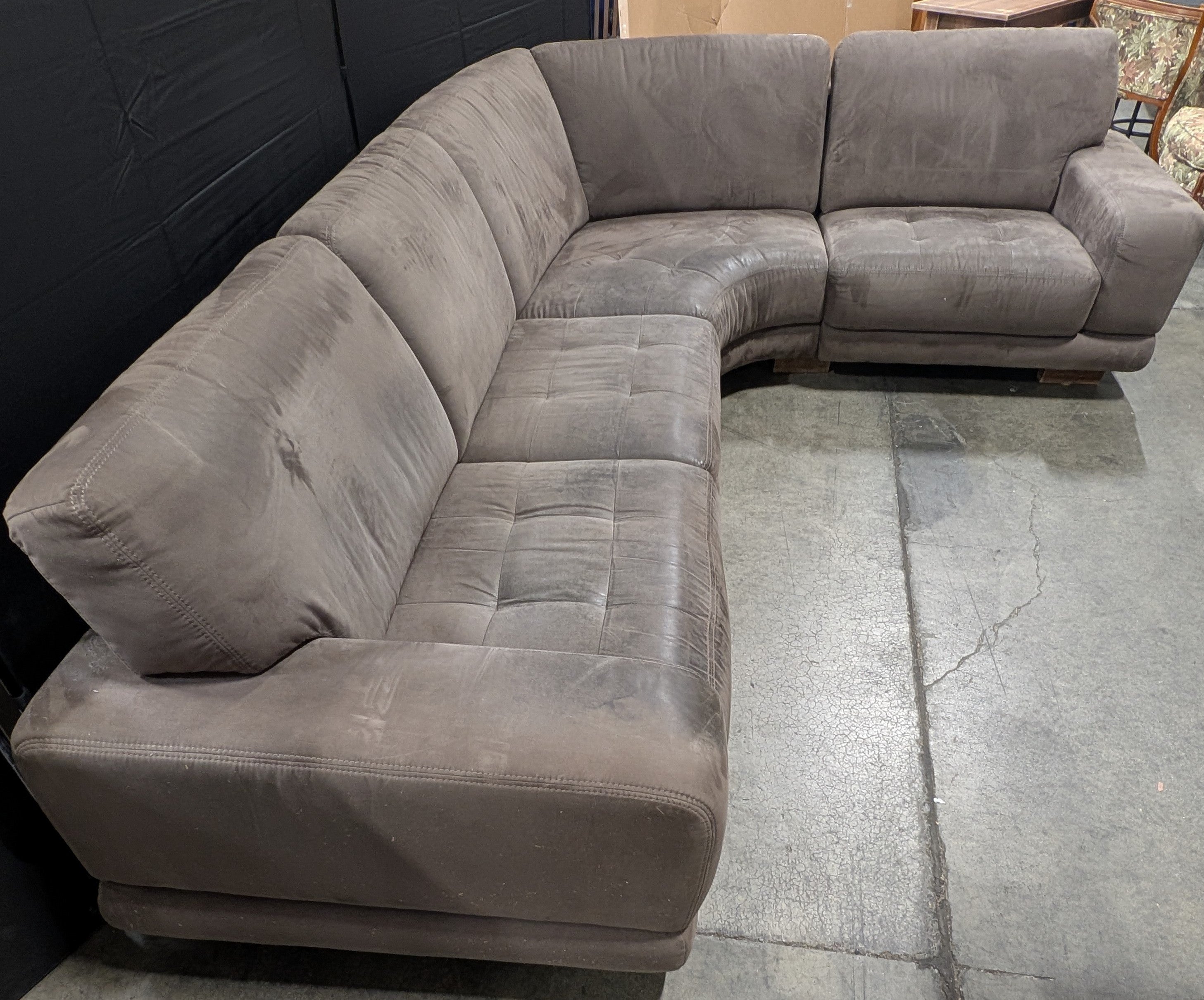 Spacious Dark Brown Upholstered Sectional Sofa