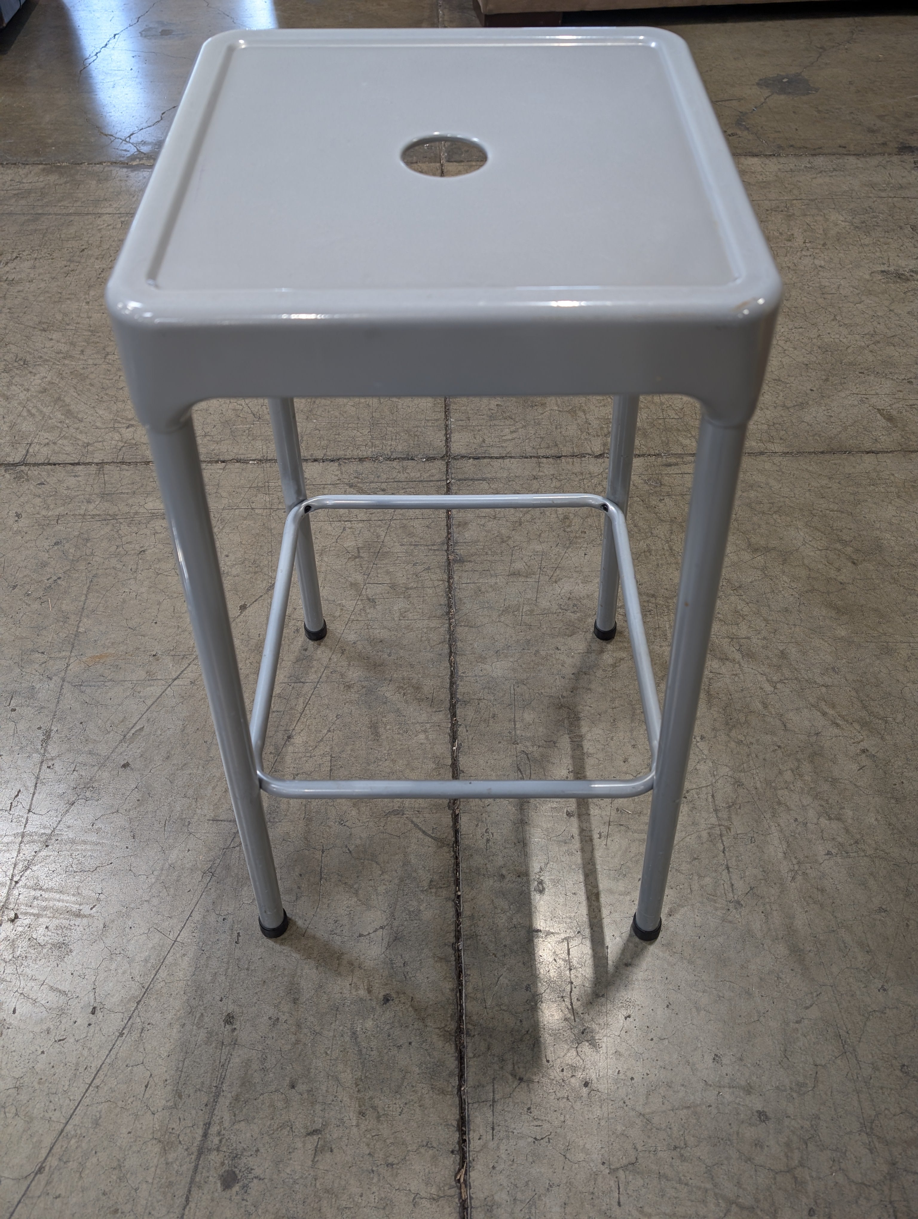 Modern Industrial Grey Metal Square Stool