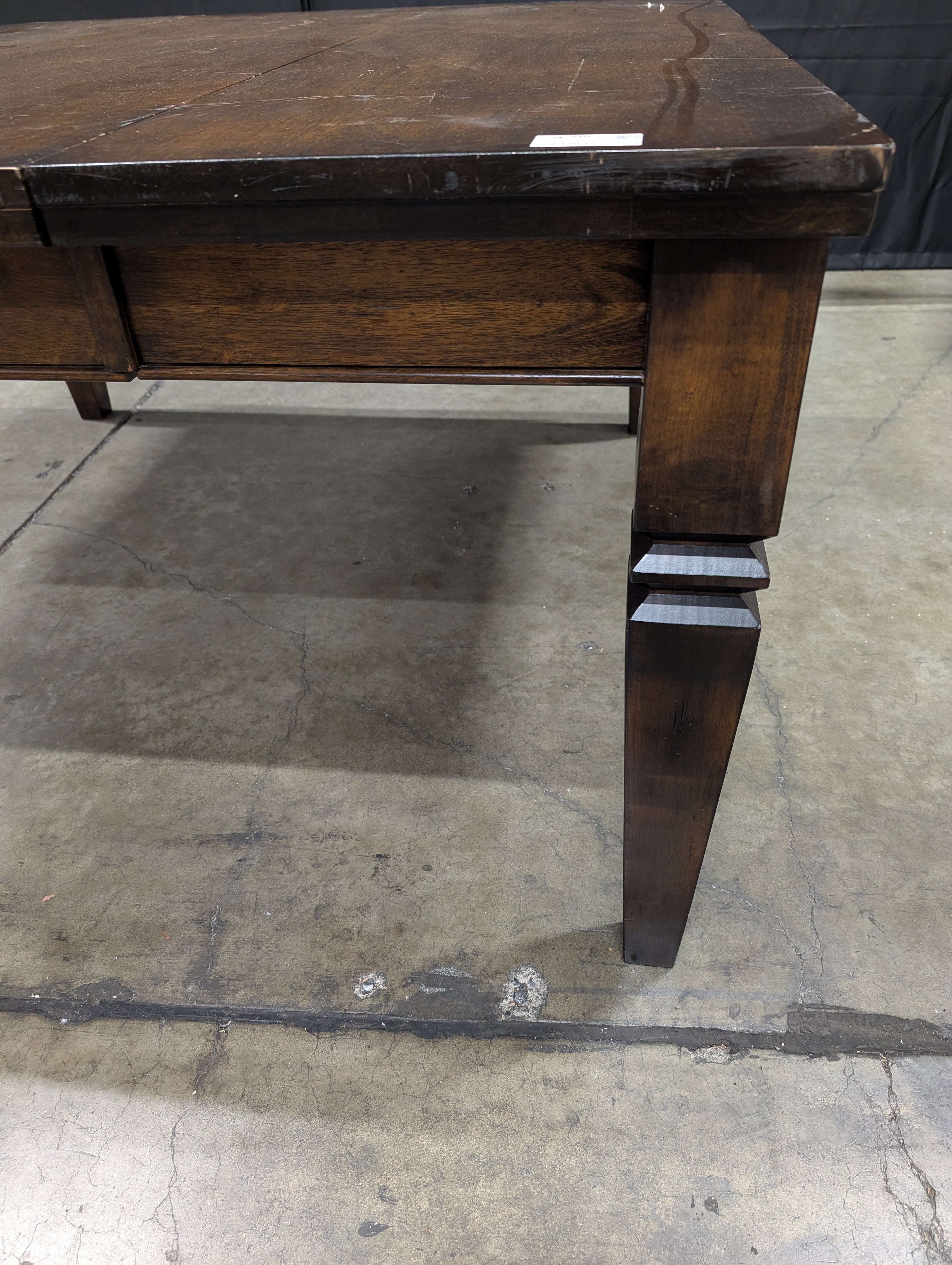 Dark Wood Extension Dining Table with Tapered Legs