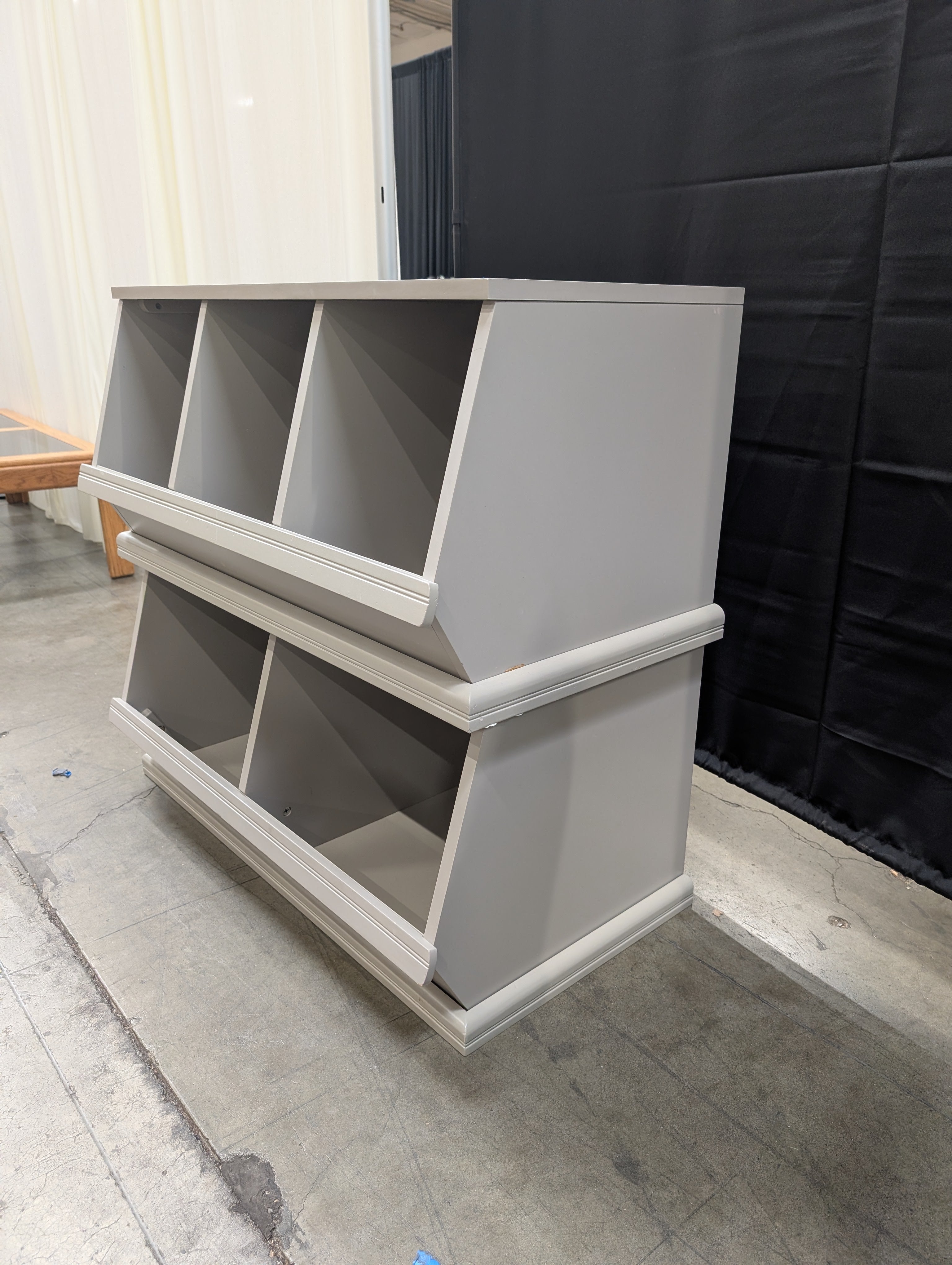 Grey Painted Wooden Cubby Bookcase