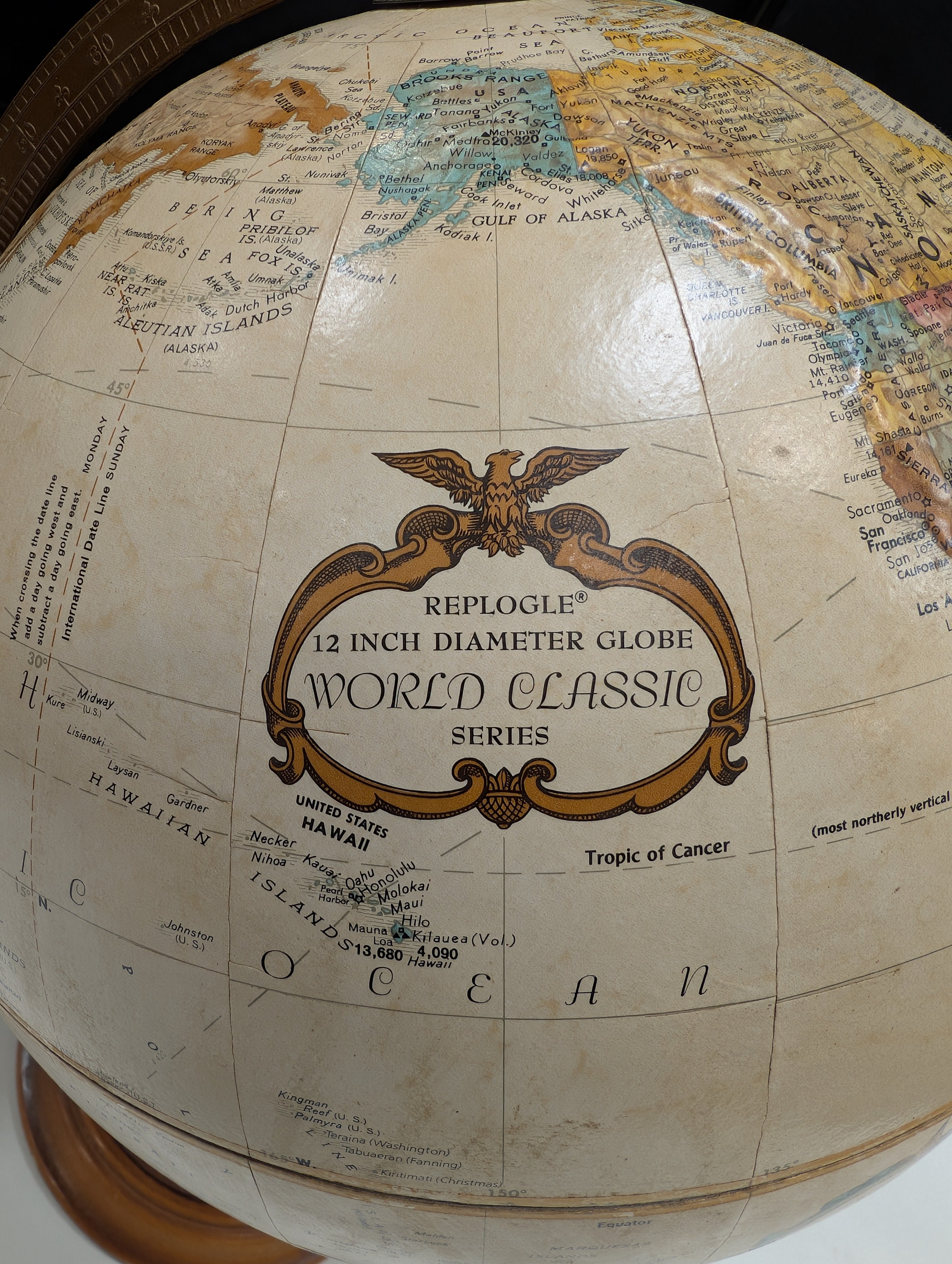 REPLOGLE 12" Decorative World Globe with Wooden Pedestal Base