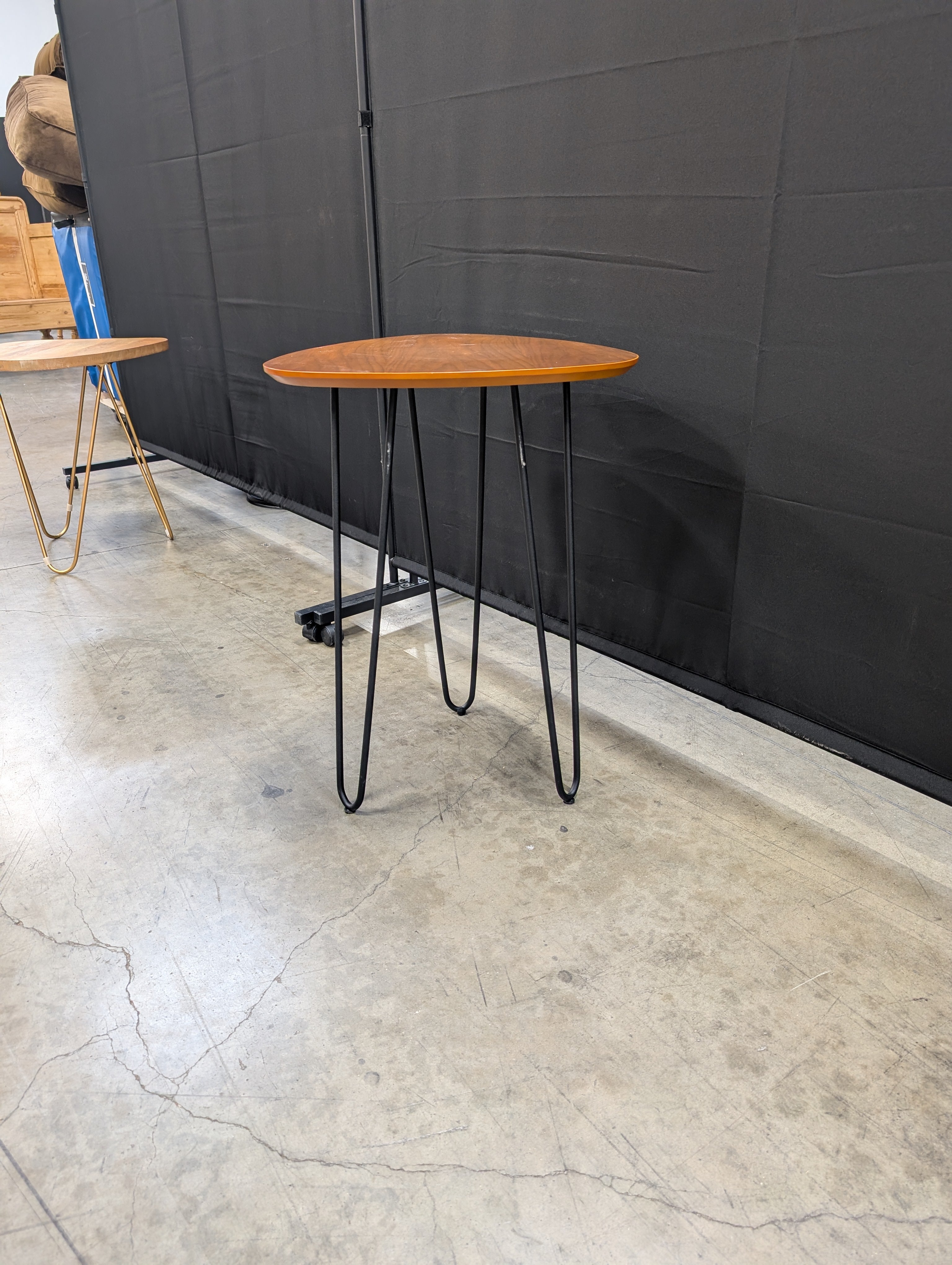 Walker Edison Triangular Wood Top Side Table