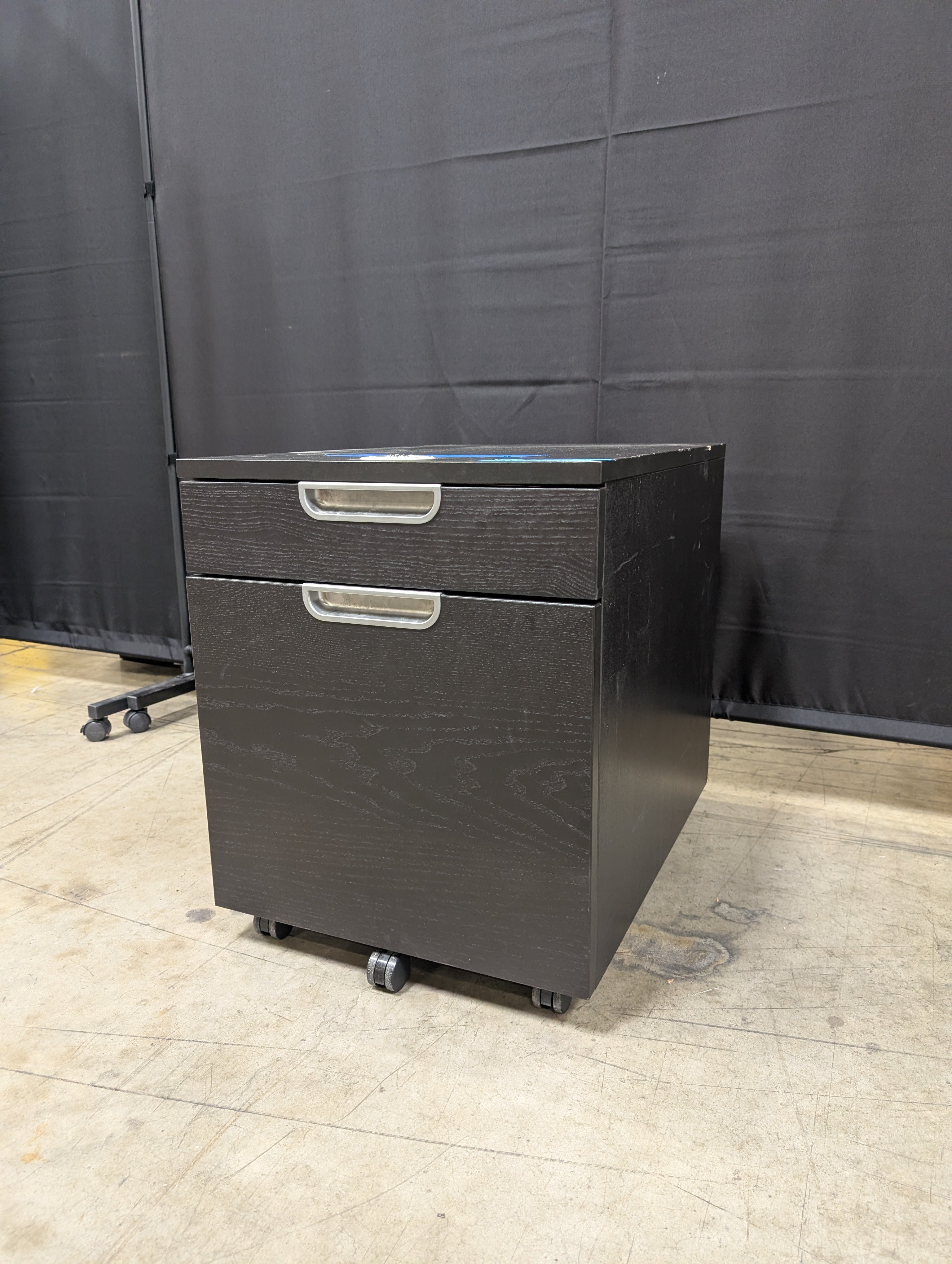 Black Two-Drawer Mobile Filing Cabinet