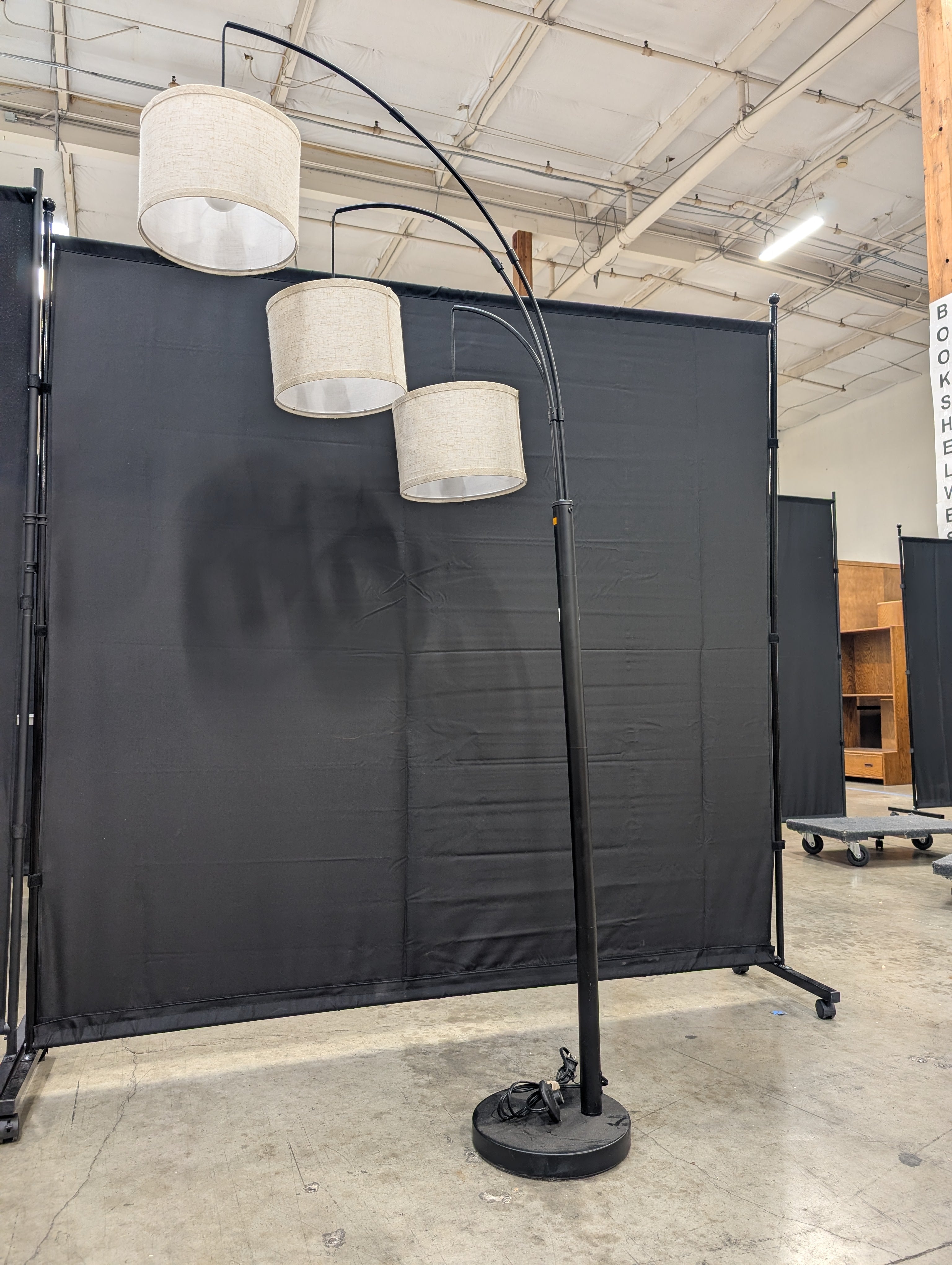 JALECTRIC Modern Arched Triple Head Floor Lamp with Fabric Shades