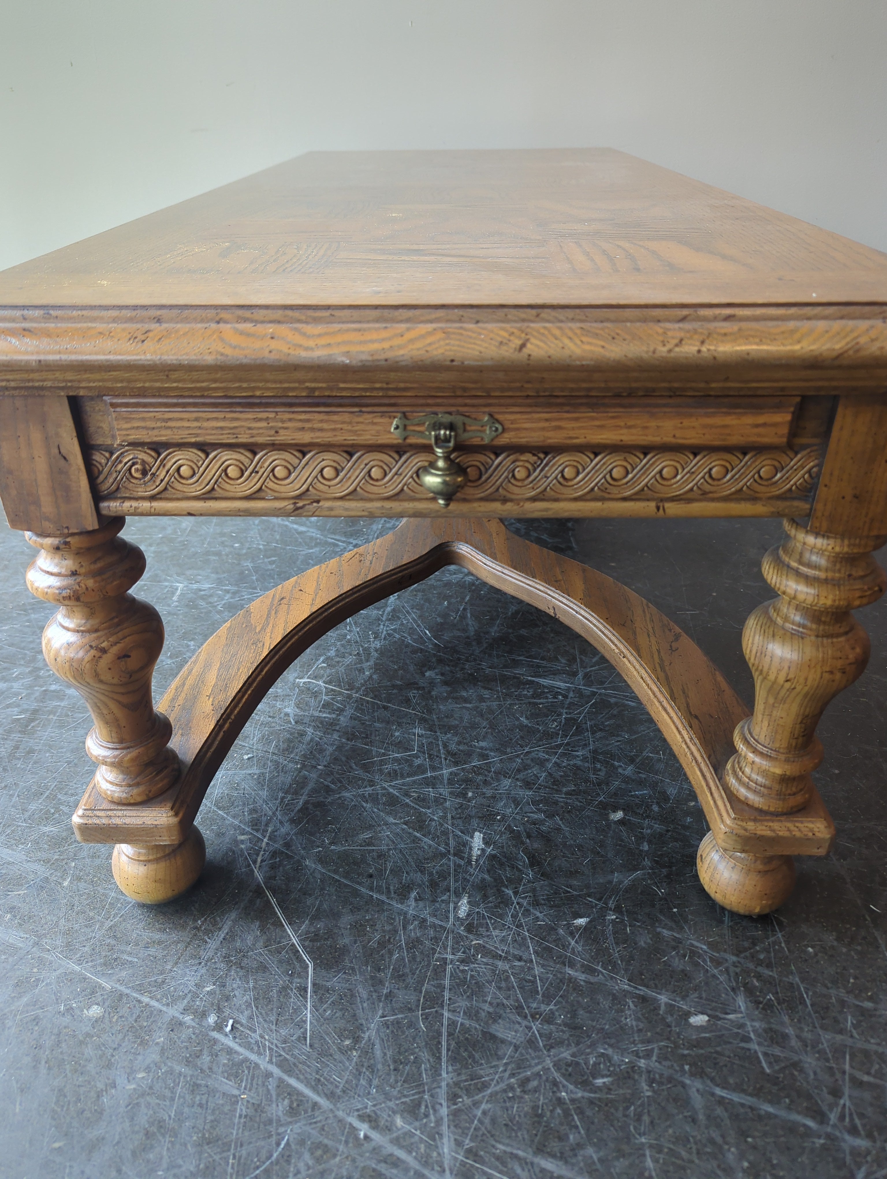 Traditional Carved Wood Rectangular Coffee Table