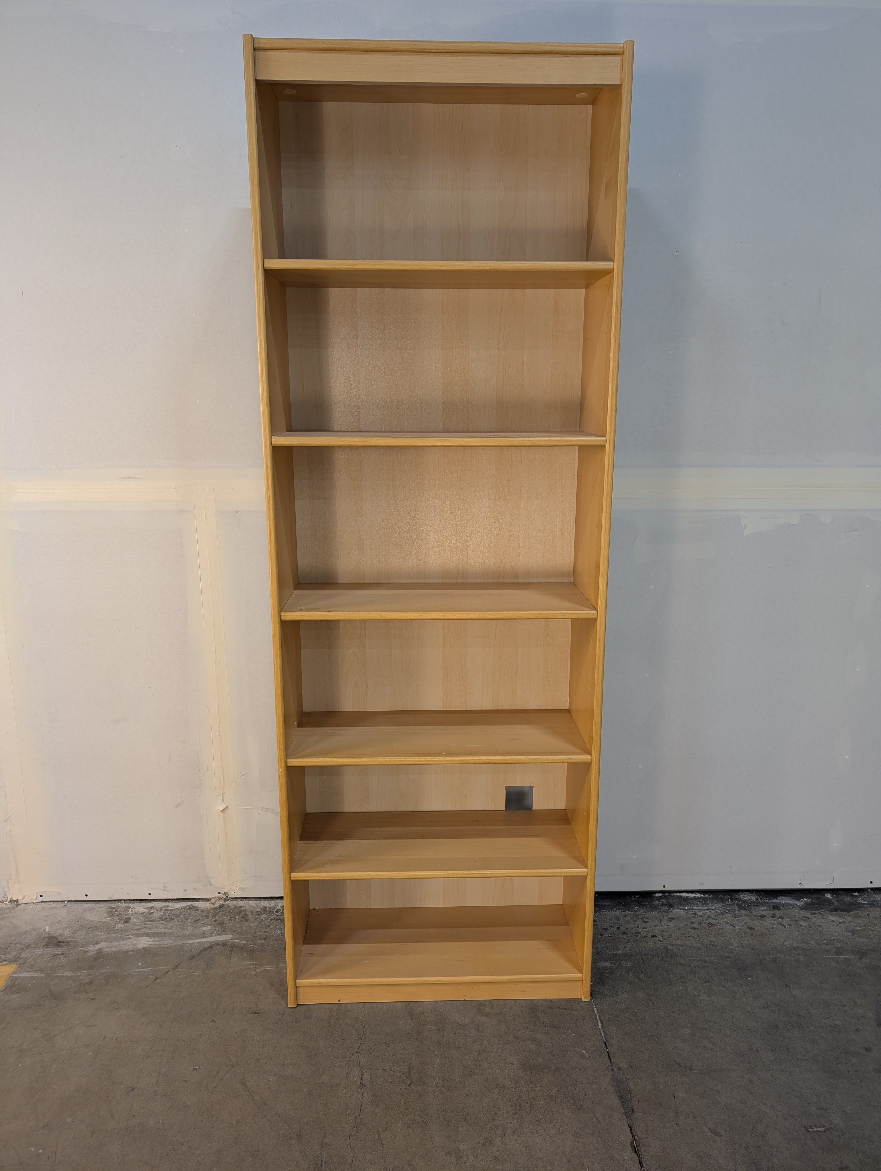 Tall Light Wood Tone Bookcase with Six Shelves