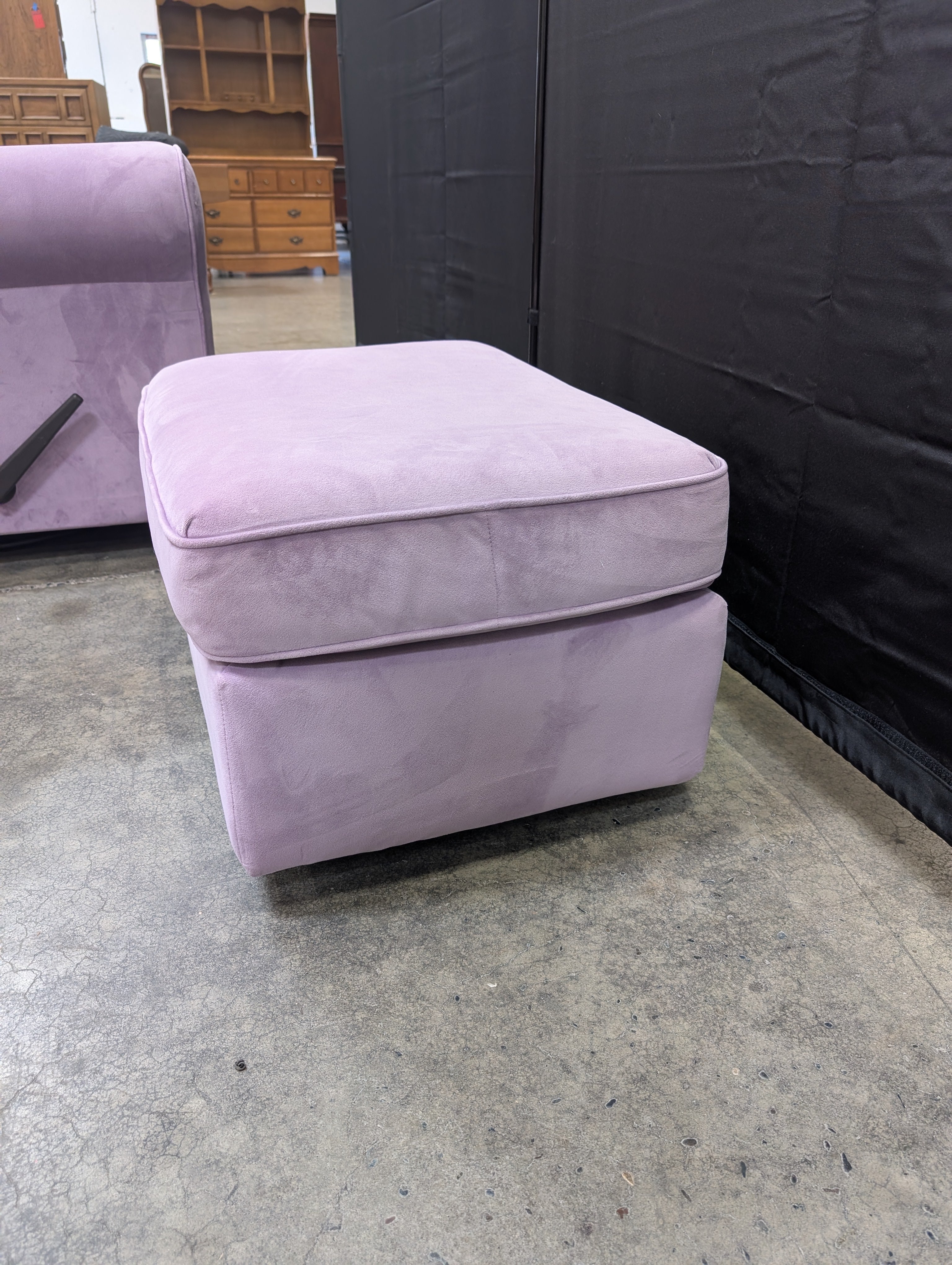 Lavender Microfiber Ottoman