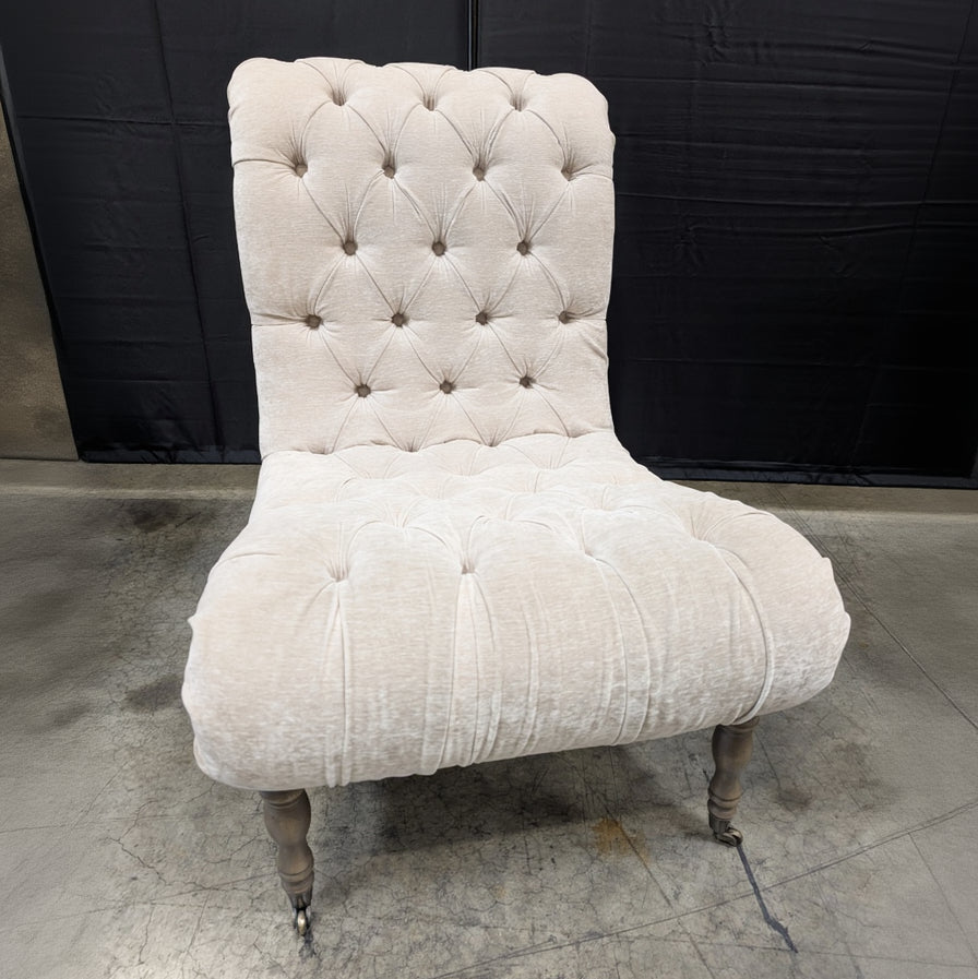 Neutral Tufted Upholstered Armless Accent Chair