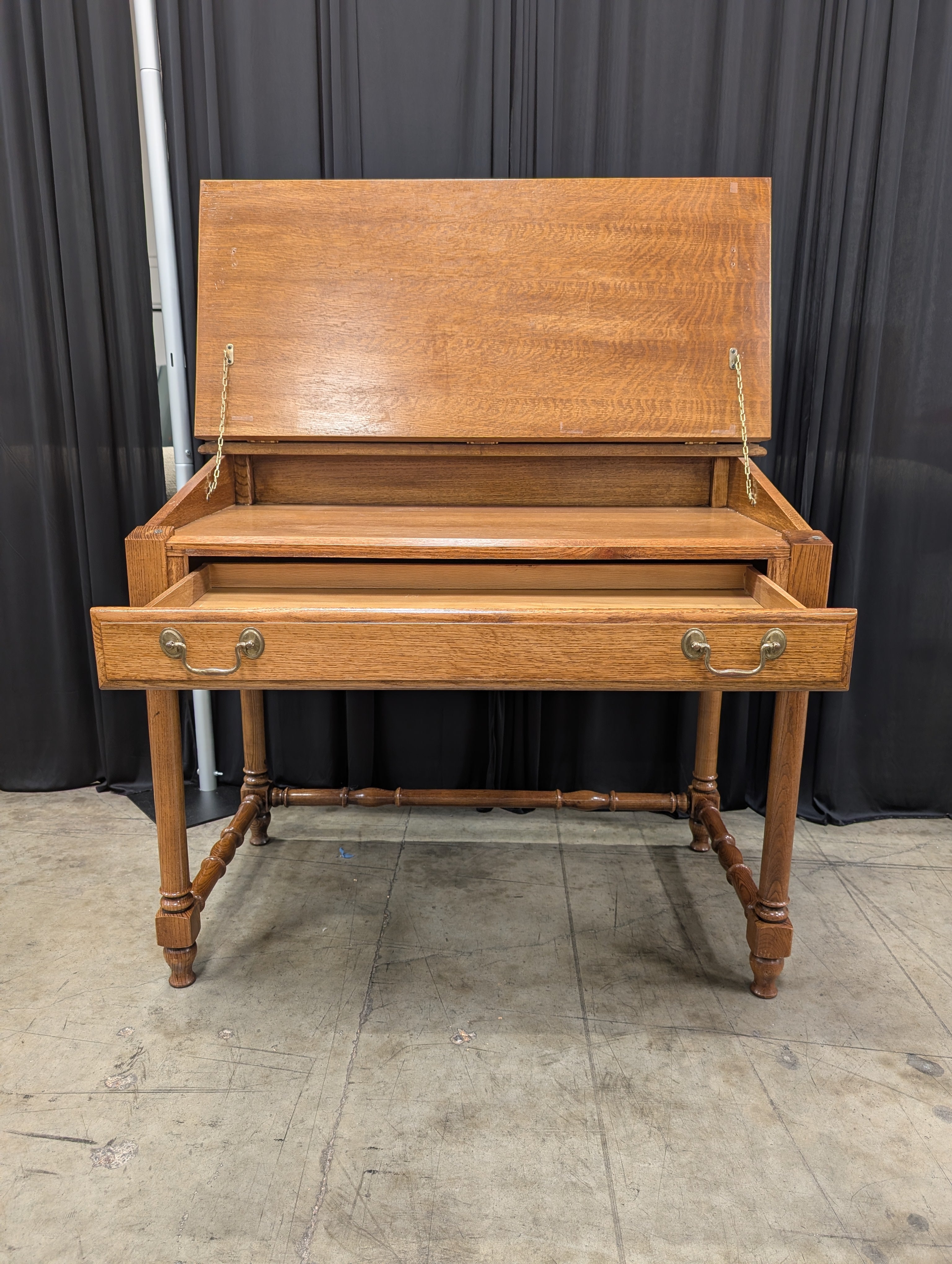 Traditional Wood Drop-Front Desk with Turned Legs