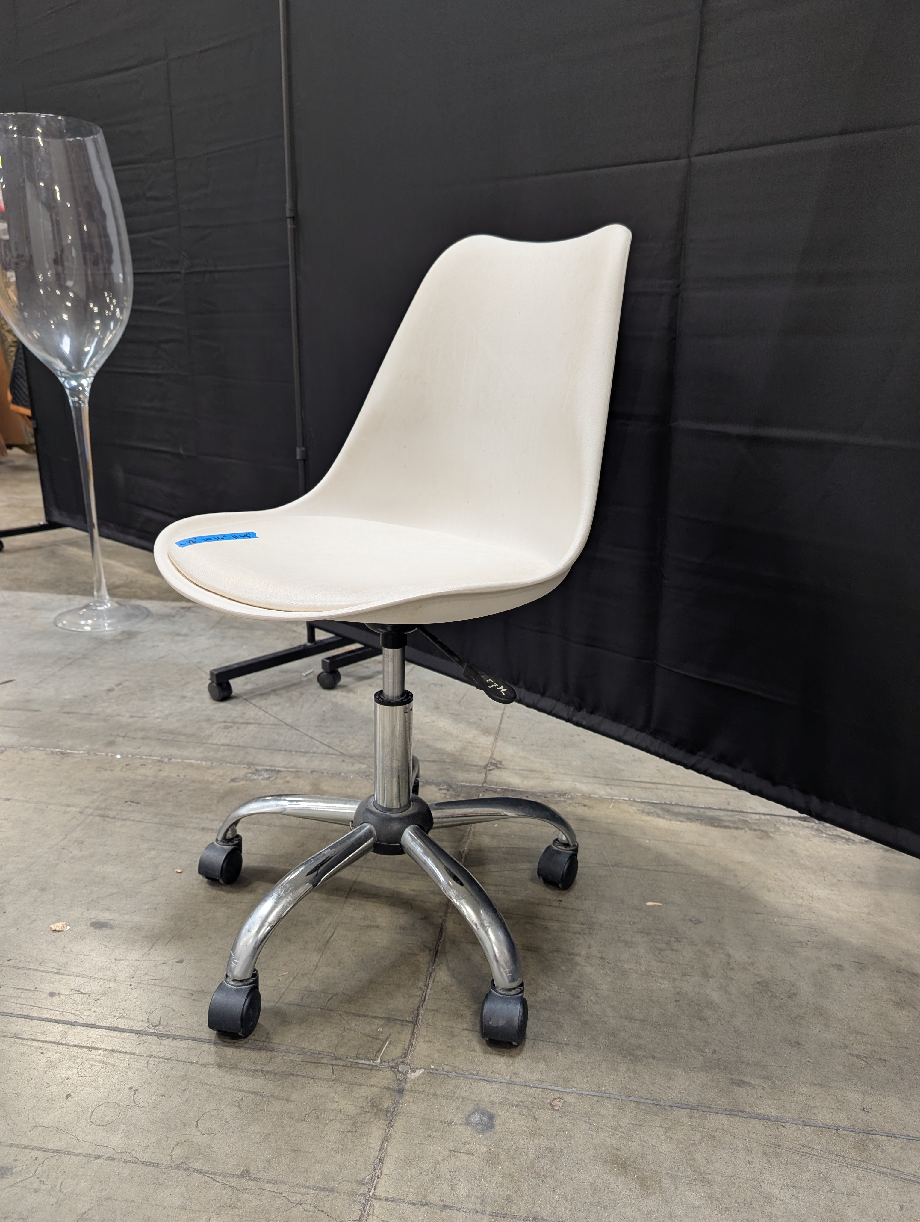 Modern White Swivel Desk Chair with Chrome Base