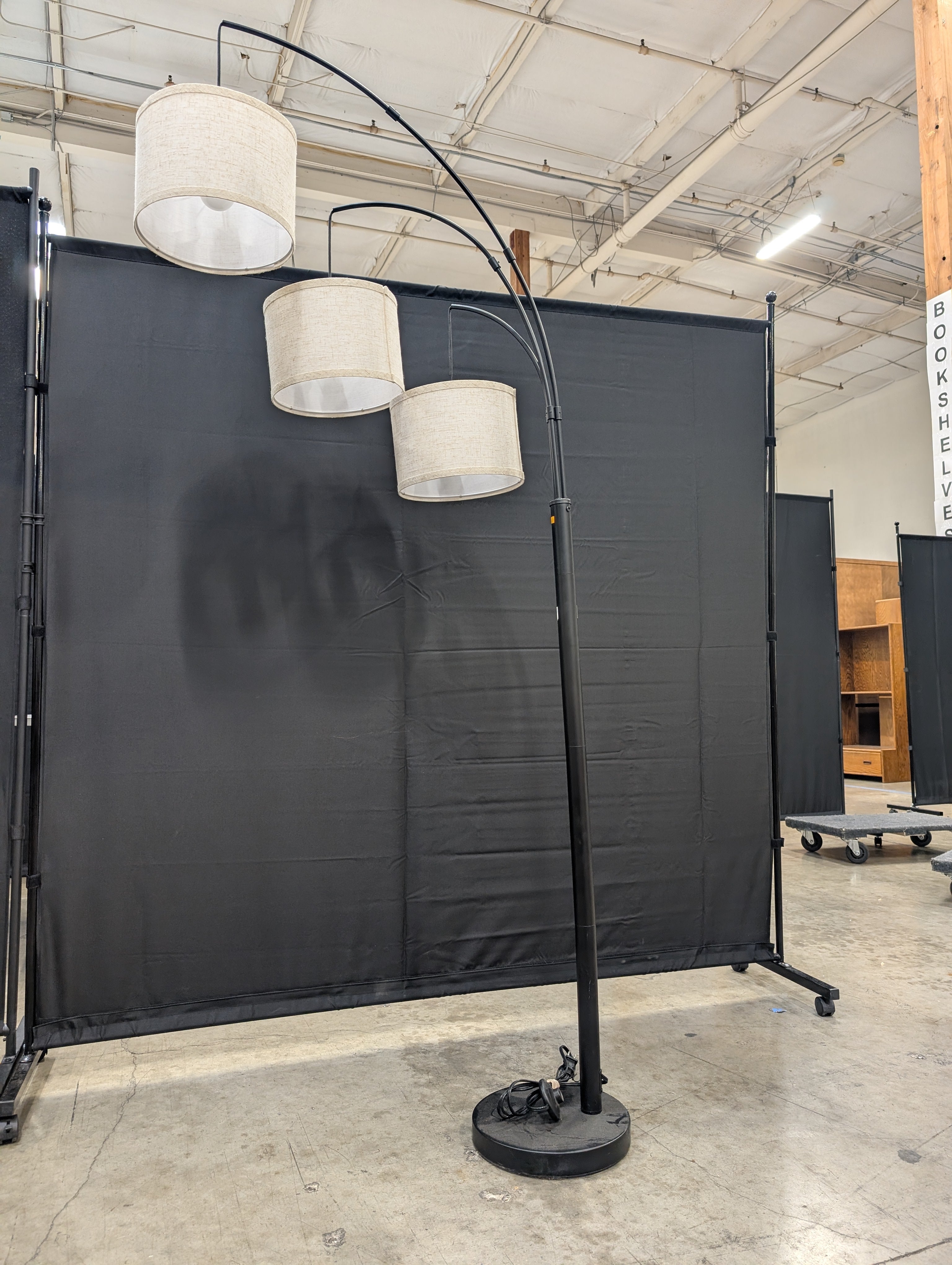 JALECTRIC Modern Arched Triple Head Floor Lamp with Fabric Shades