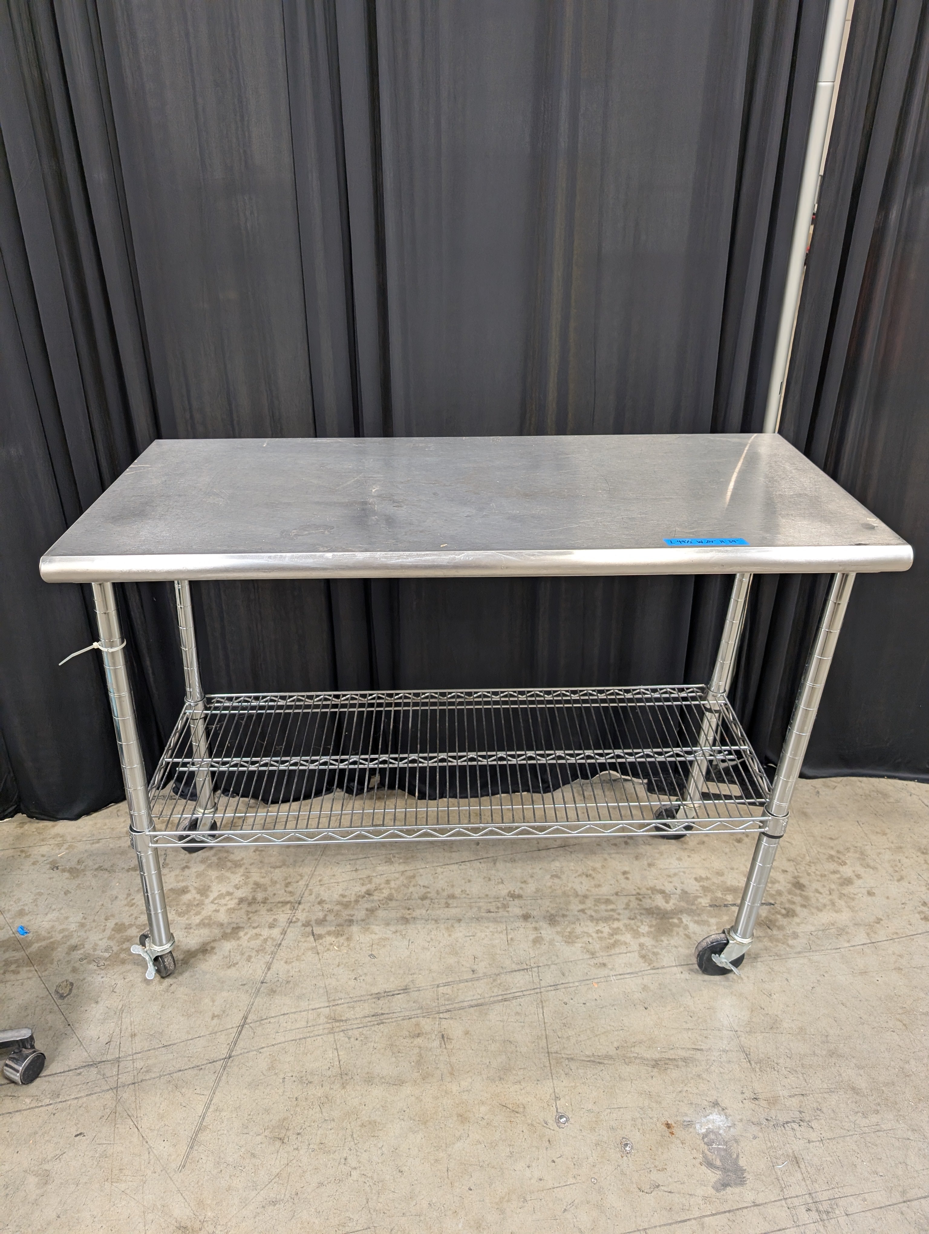 Silver Stainless Steel Kitchen Cart with Wire Shelf