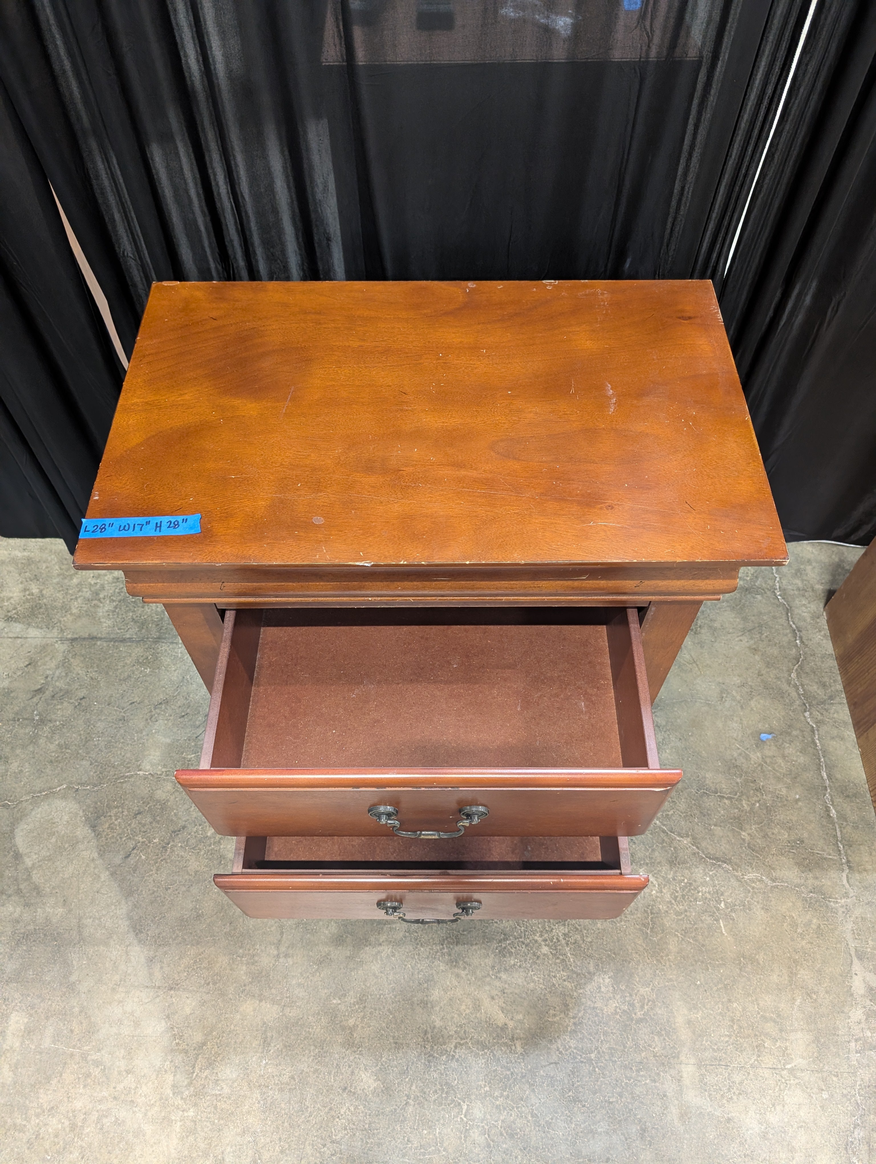 Cherry Stained Two-Drawer Wood Nightstand