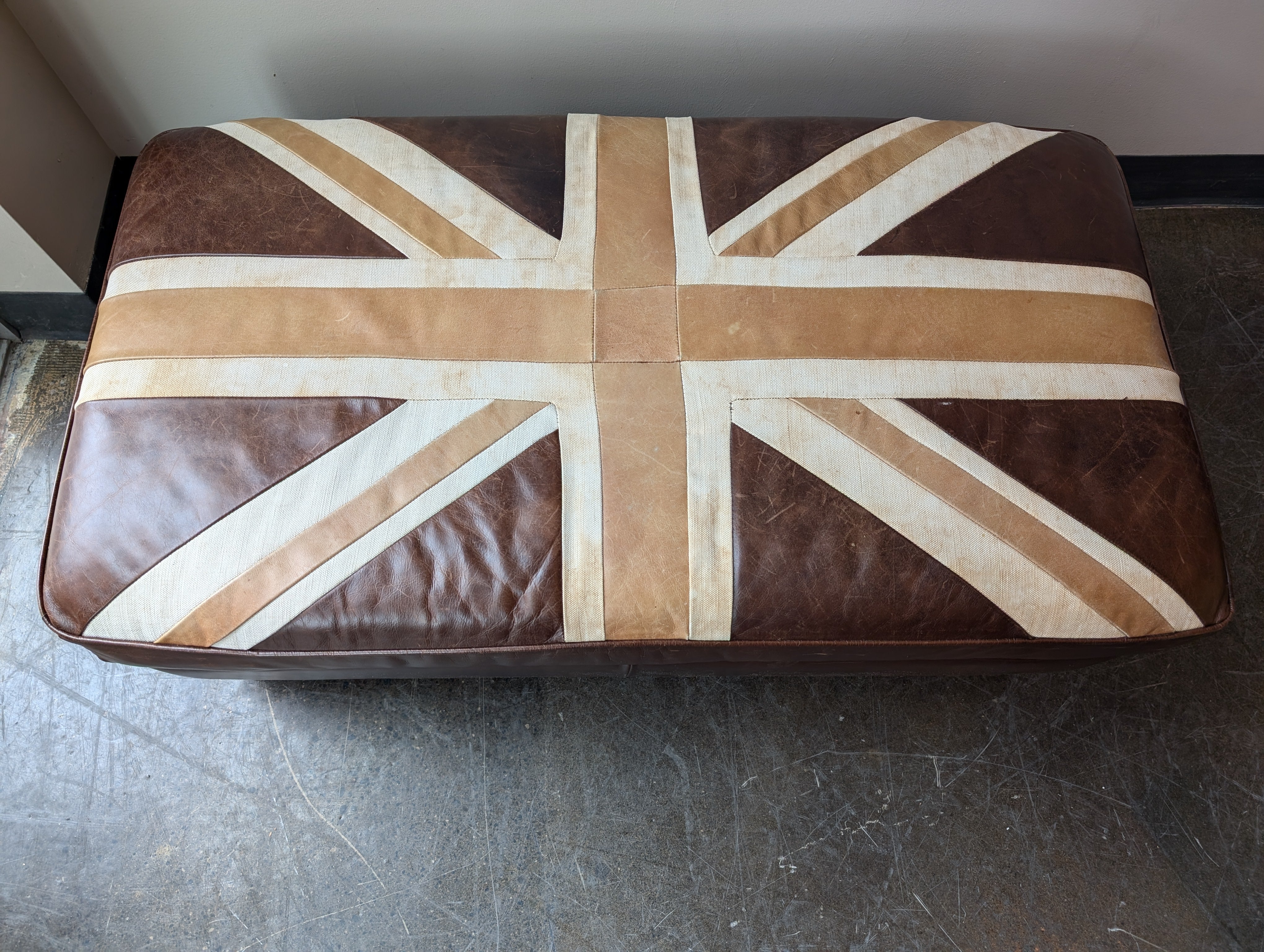 Distinctive Union Jack Leather Ottoman