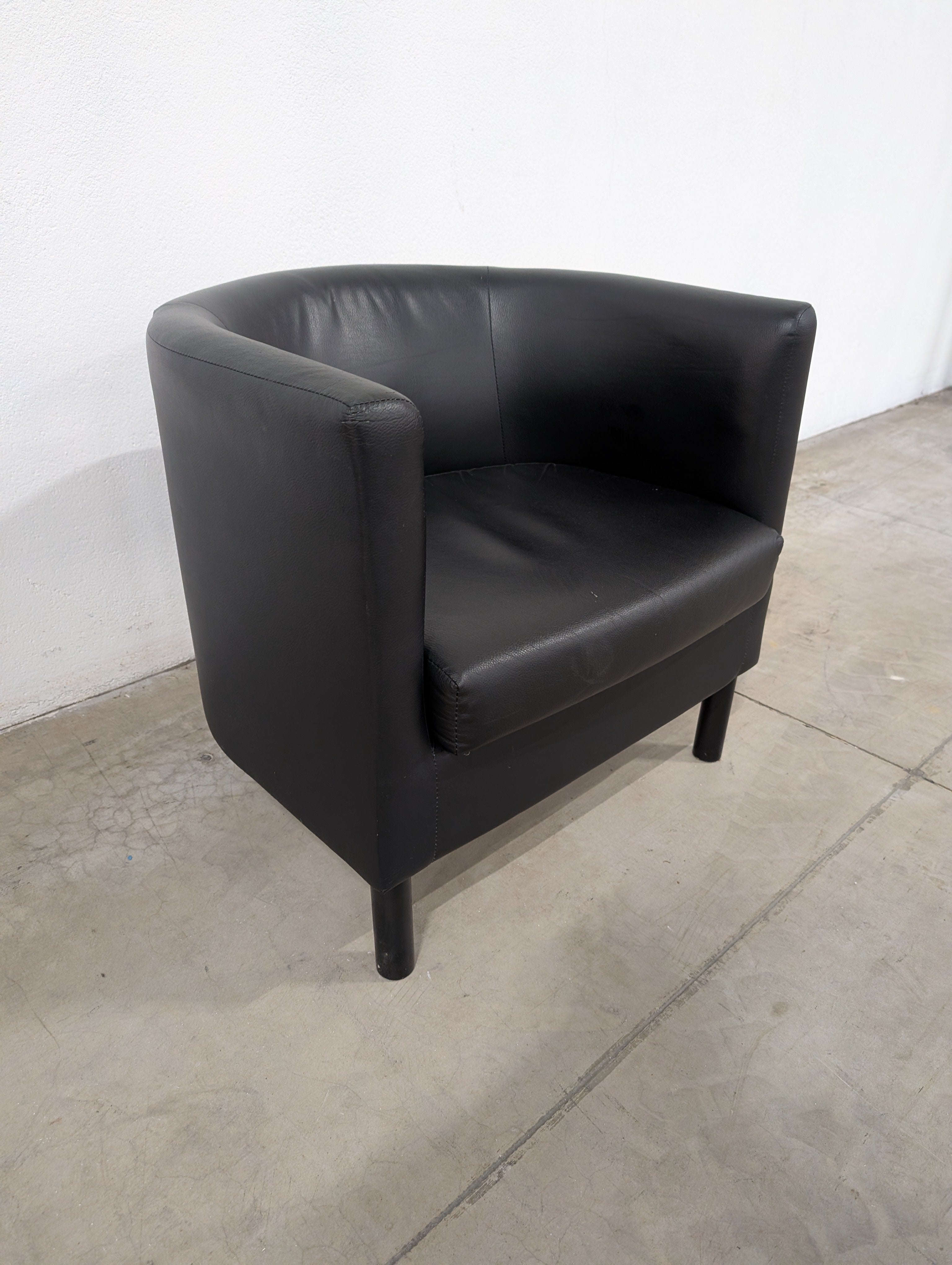 Modern Black Leather Club Accent Chair